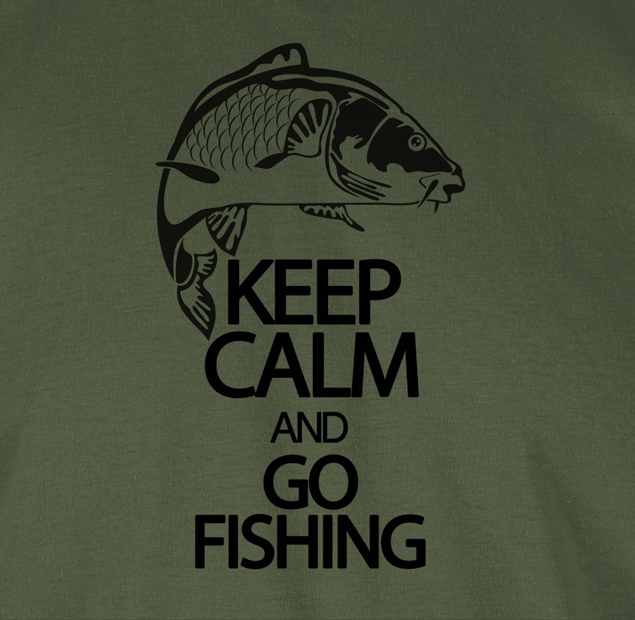 calm and Fishing T-Shirt 1 Grün Geschenke Shirtracer Angler Keep go Army