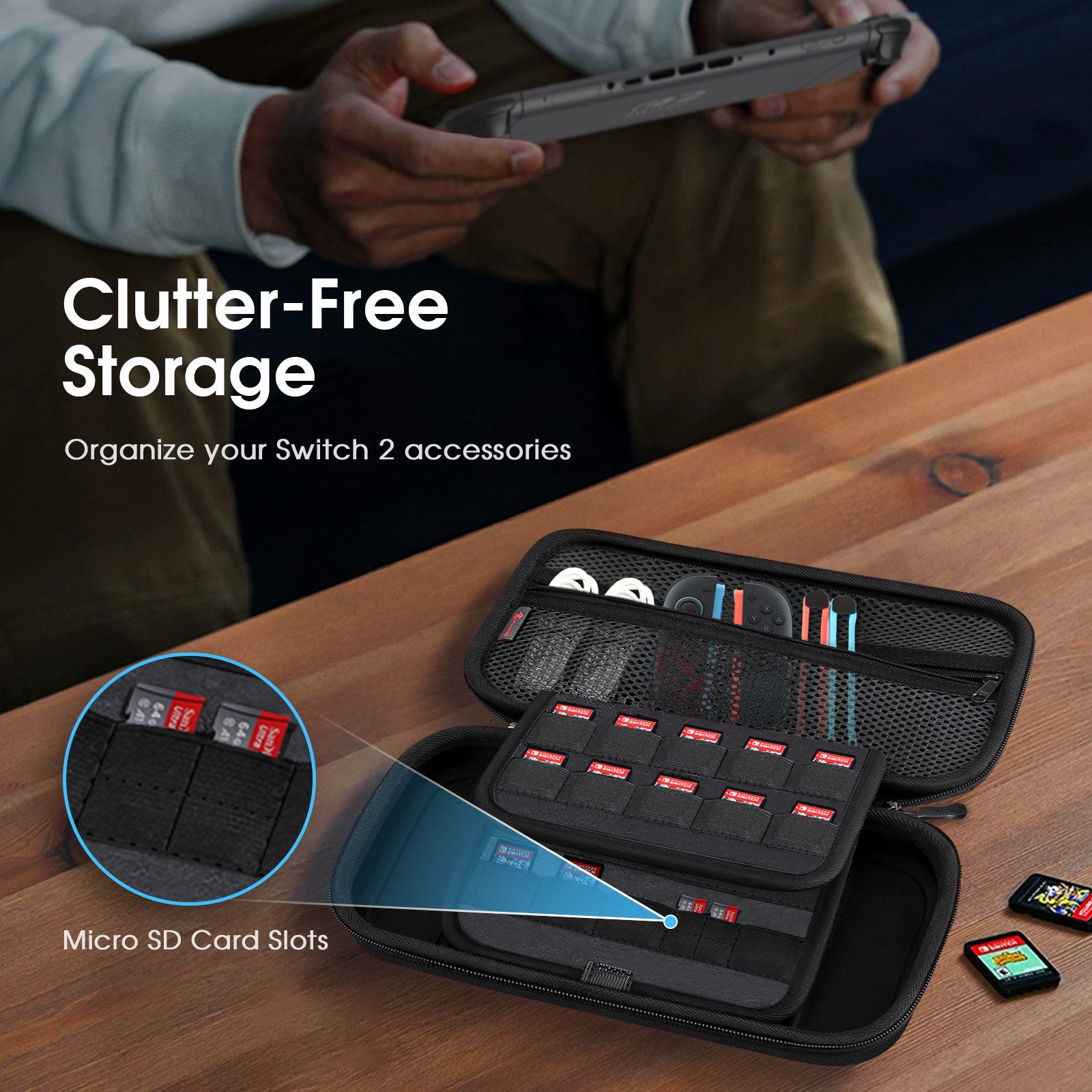Fintie Nintendo-Schutzhülle Tasche für Nintendo Switch 2(2025 Modell) - Tragetasche, mit 20 Spielkartenhaltern und Haltegurt für Switch Konsole und Zubehör