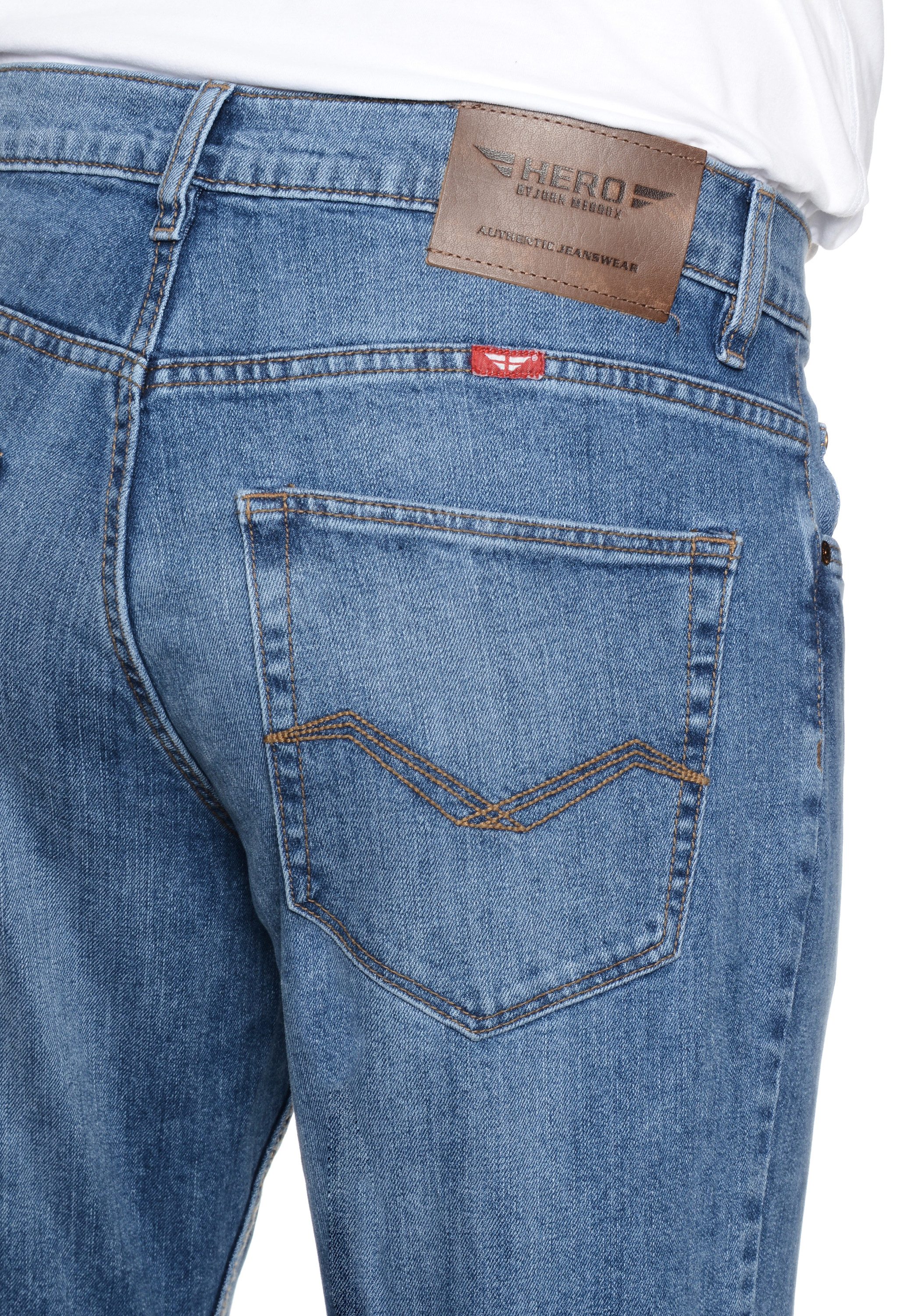 HERO by John Medoox 5-Pocket-Jeans Phoenix Denim Big Straight Cut Stretch Jeans Straight Fit Casual Clean Wash Denim Jeans für Herren