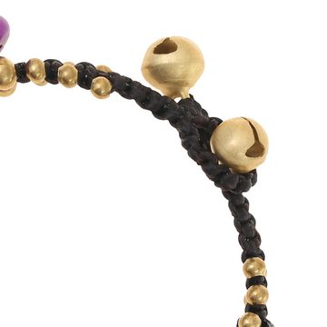 Made by Nami Armband Boho Damen Handgemacht mit Weißen und Goldenen Perlen, Hippie Accessoires Indischer Schmuck 16 + 4 cm Lang