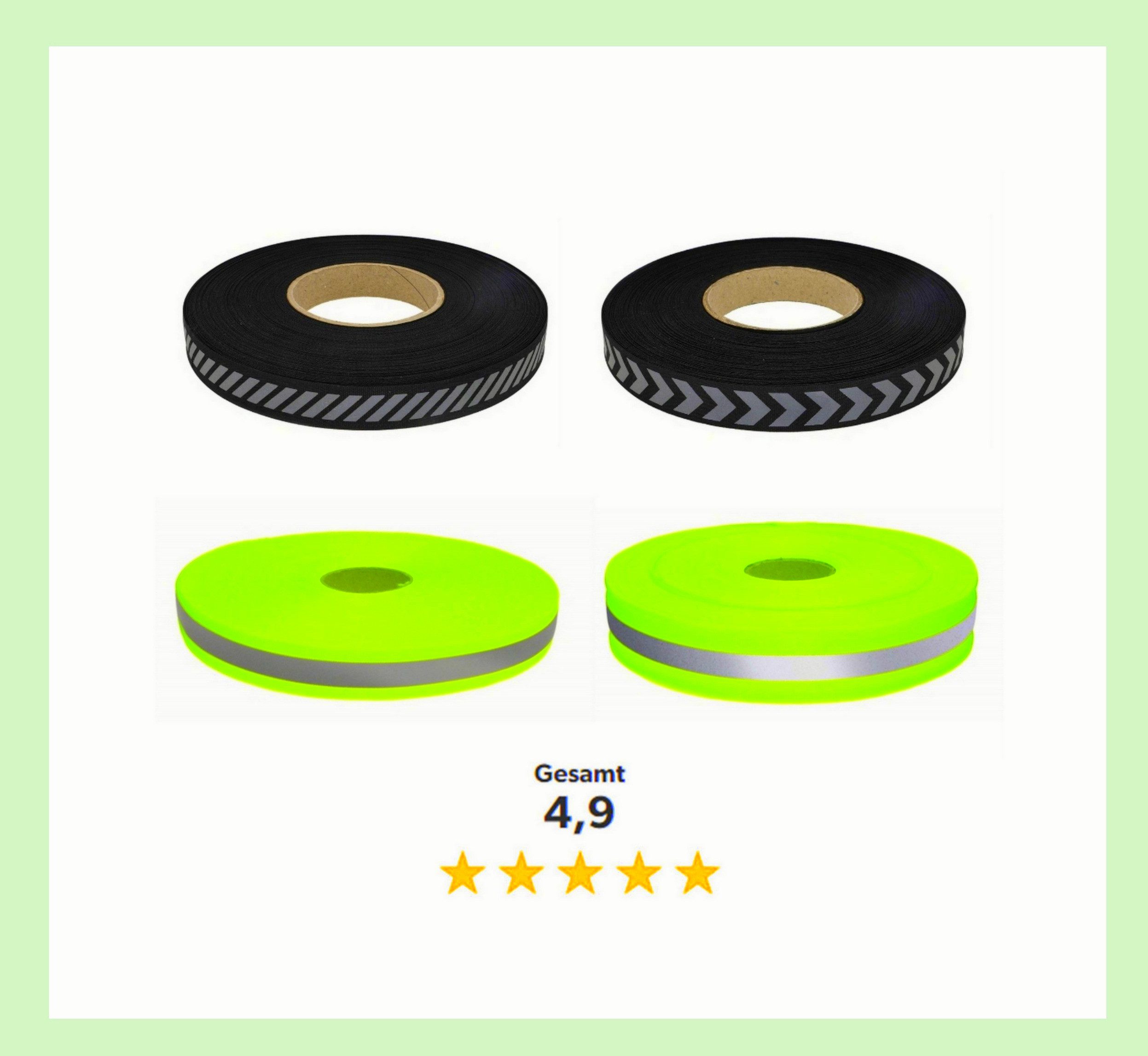 PaulZdrada Reflektorband Reflektorband zum Annähen Reflexband Leuchtband Polyester 2 meter, Reflektiert, Sichtbarkeit, Einfach beim Nähen, Dünn und leicht