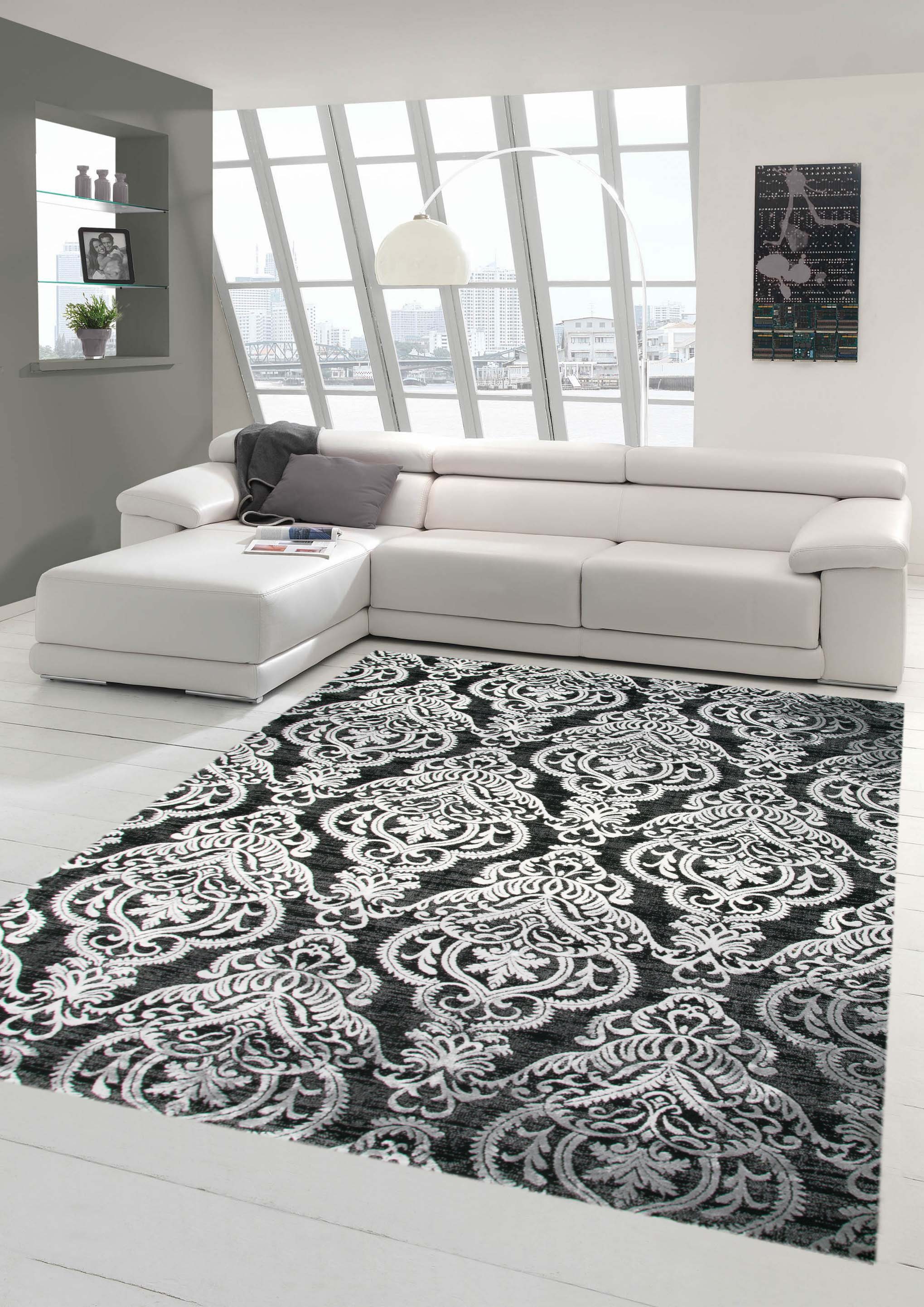 Teppich Designer und Moderner Teppich Wohnzimmerteppich mit Ornament in  Schwarz Beige, Teppich-Traum, rechteckig, Höhe: 1.3 mm