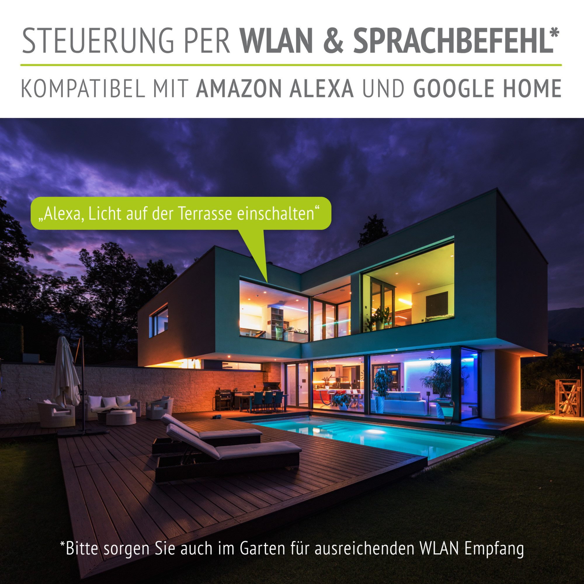 linovum LED Gartenstrahler 4x LED Bodenstrahler BORU rund gebürstet mit LED SMART GU10 dimmbar, Smart