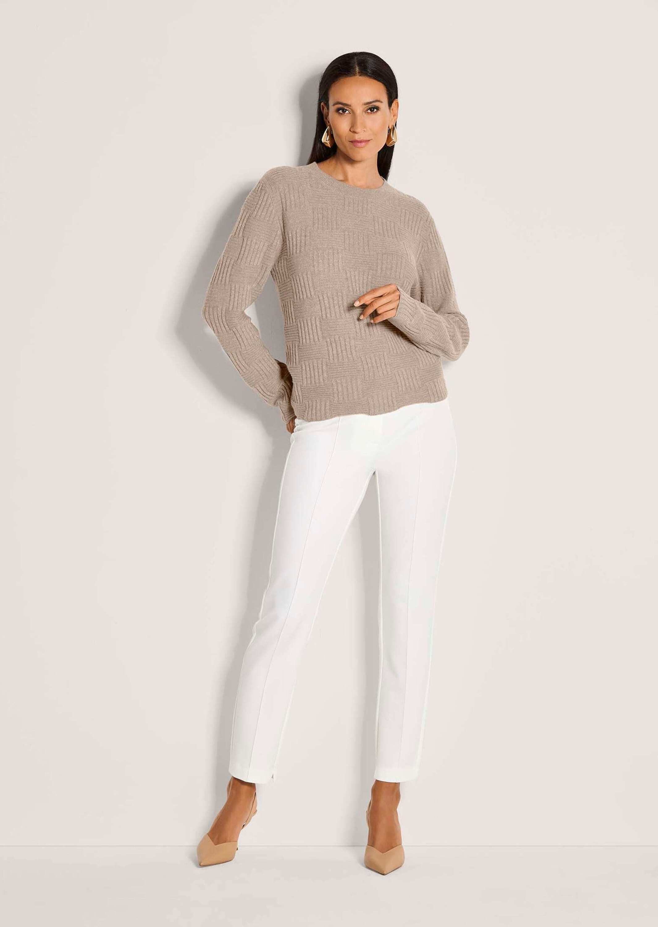 MADELEINE Strickpullover Glamouröser Stricksweater mit Rundhals Wollpullover mit Strukturmix, Effektgarn und langen Ärmeln