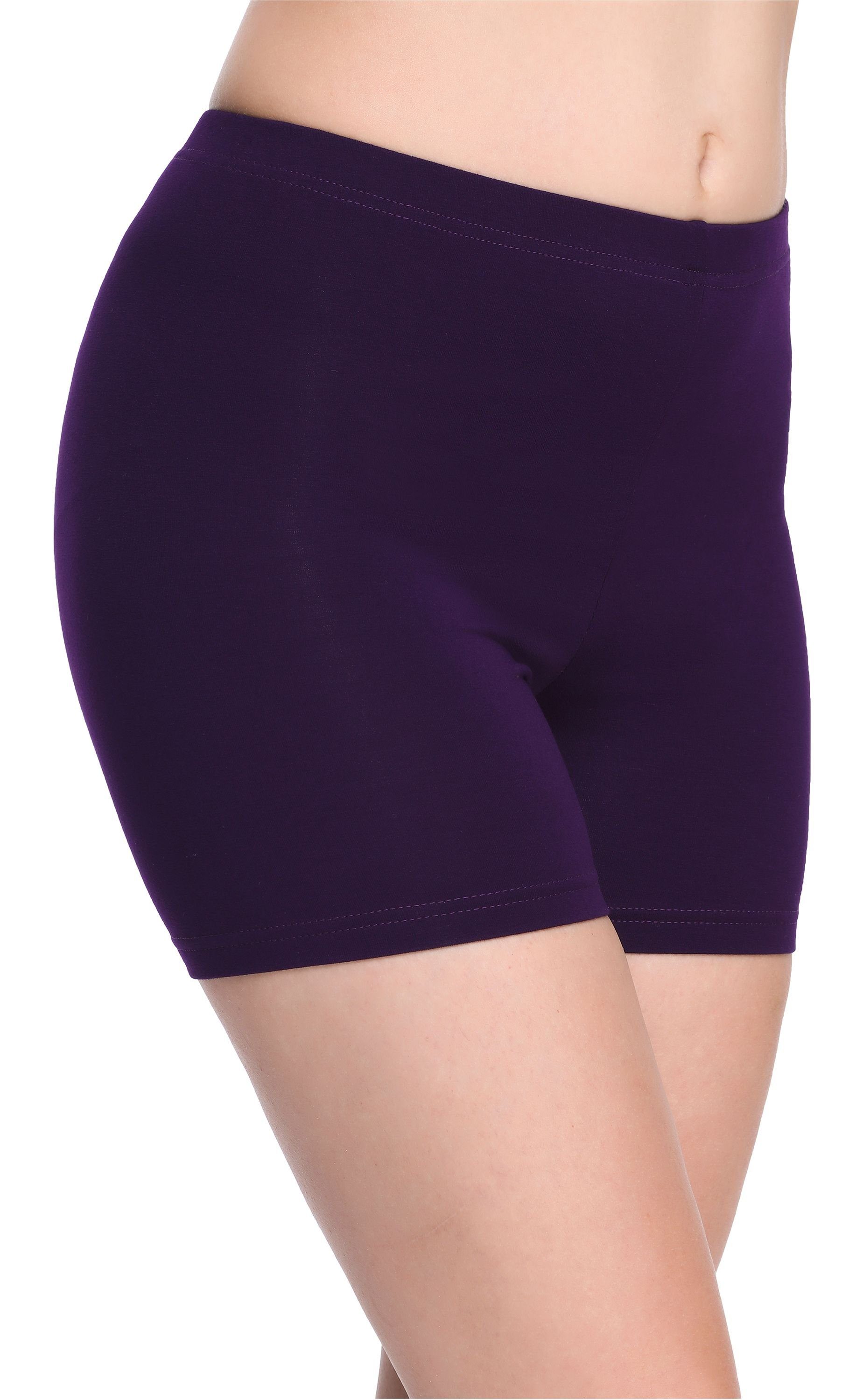 (1-tlg) MS10-283 Leggings Shorts Style Unterhose Hotpants Merry Bund Damen Radlerhose Boxershorts Pflaume elastischer
