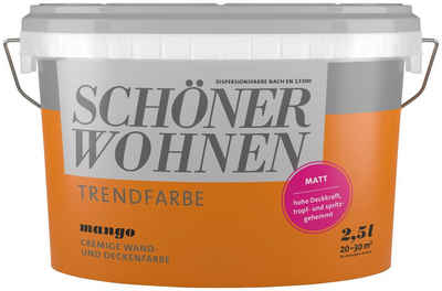 SCHÖNER WOHNEN-Kollektion Wand- und Deckenfarbe »Trendfarbe, matt«, 2,5 Liter, Mango, hochdeckende Wandfarbe - für Allergiker geeignet