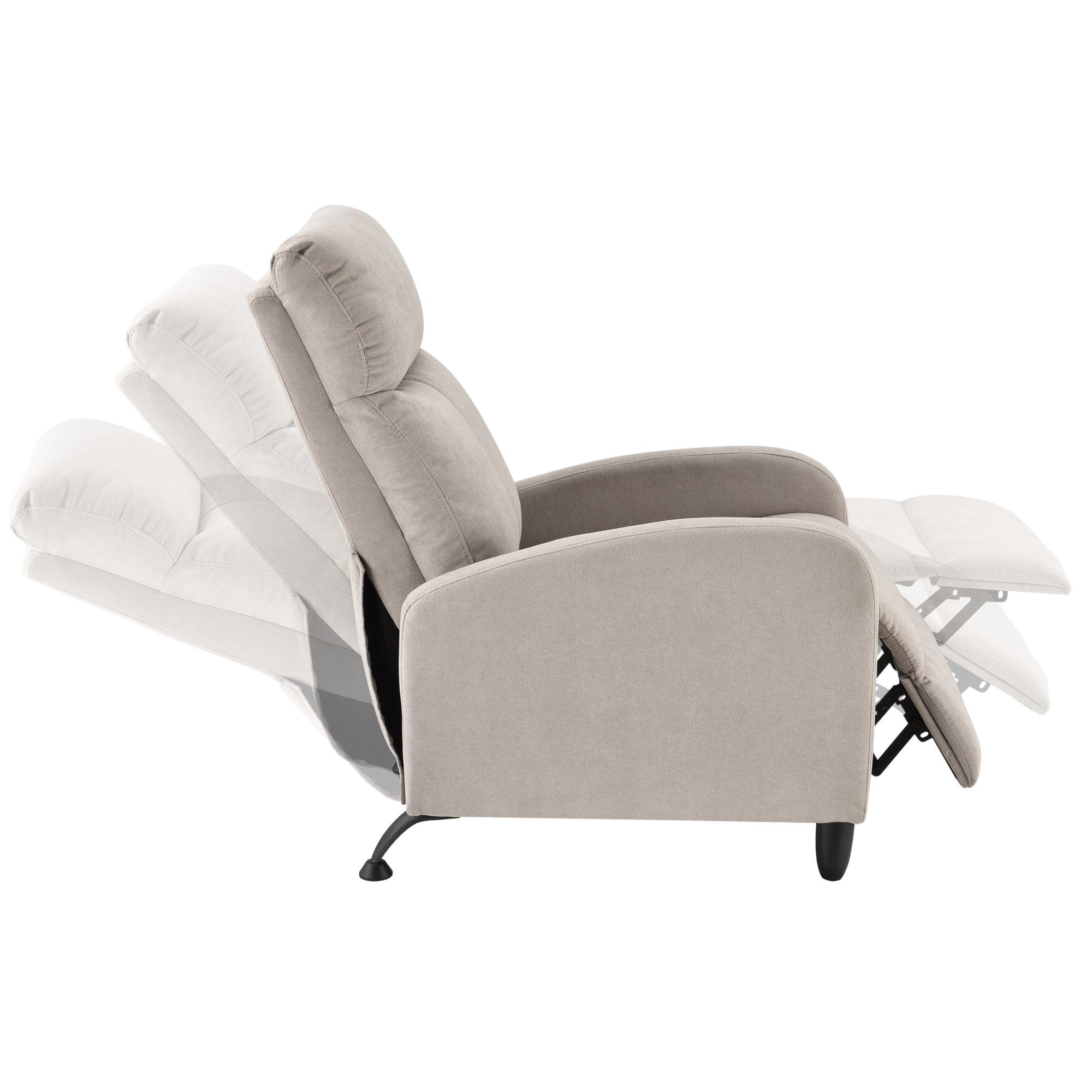 en.casa Relaxsessel, »Bregenz« mit verstellbarer Rückenlehne 102x60x92cm Stoff Hellbraun