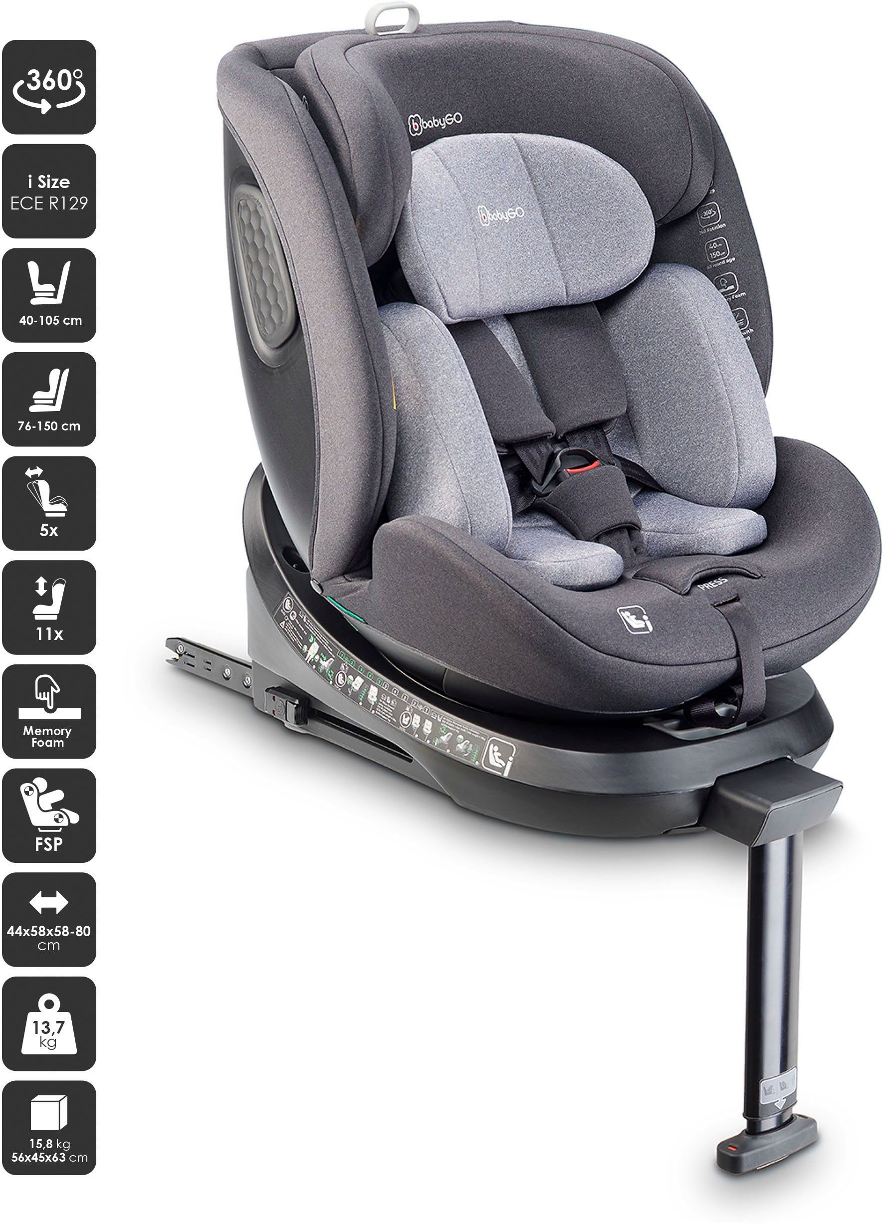 BabyGo Autokindersitz Move 360 I Size, ab: 40 cm, bis: 150 cm, für Körpergröße von 40-150 cm