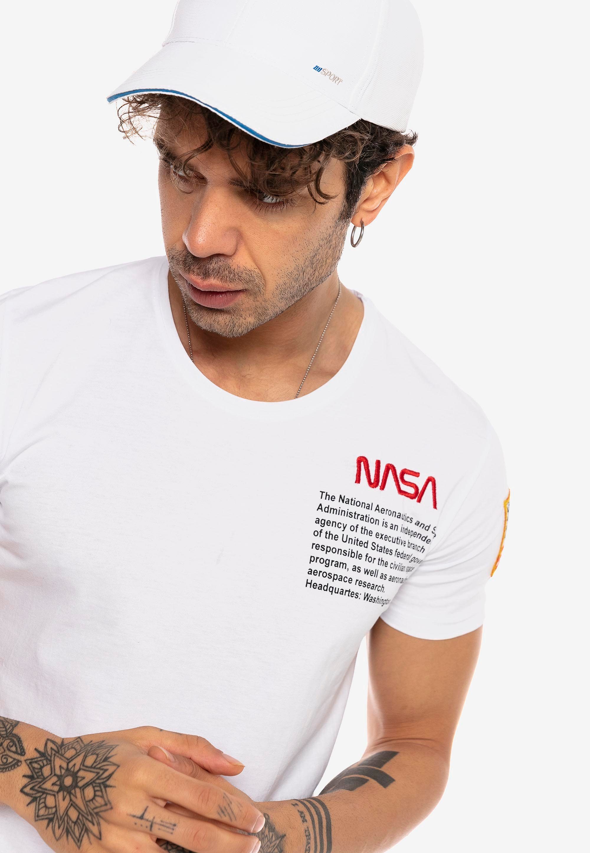 RedBridge T-Shirt Tucson mit gesticktem NASA-Design weiß