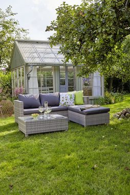 Outdoor Gartenlounge-Set Loungeecke Outdoor ALVARO (BHT 190x82x170 cm) BHT 190x82x170 cm grau