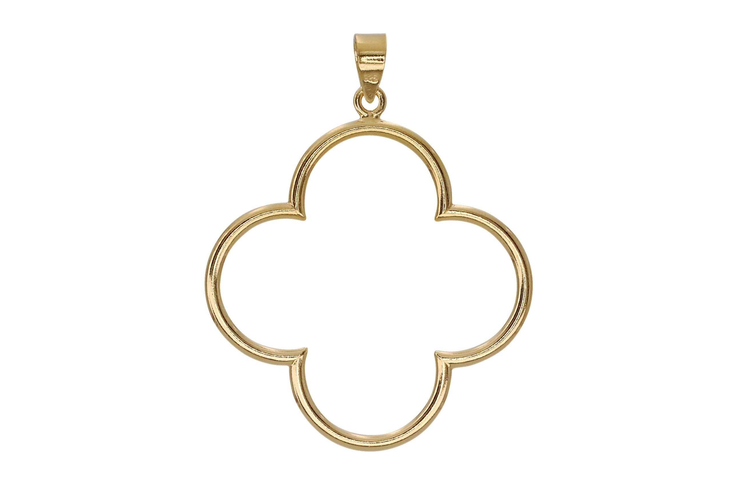 SILBERMOOS Blumenanhänger Vergoldeter kleiner Kleeblatt Anhänger, 925 Sterling Silber