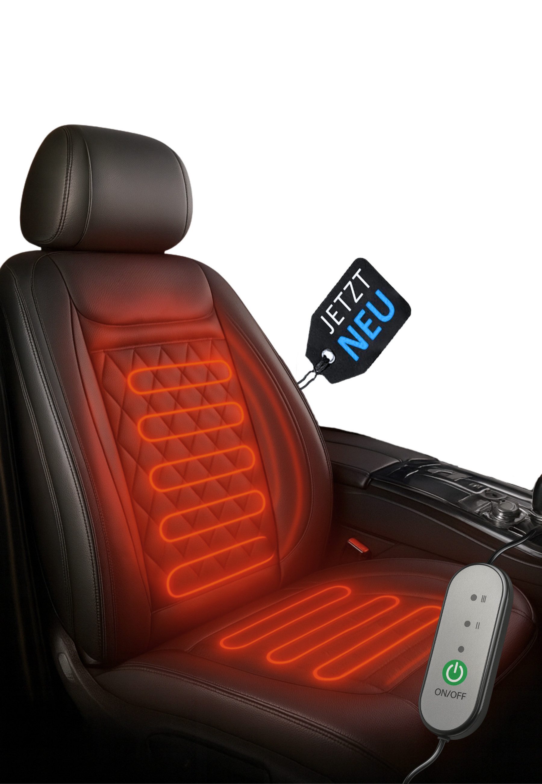 S&T Design Autositzbezug Sitzheizung Auto KFZ Sitzheizkissen Autozubehör, Schnellheizfunktion in 30 Sekunden, 1-tlg., Auto Gadgets, Sitzbedeckung mit Heizfunktion für LKW PKW Wohnwagen von S&T Design