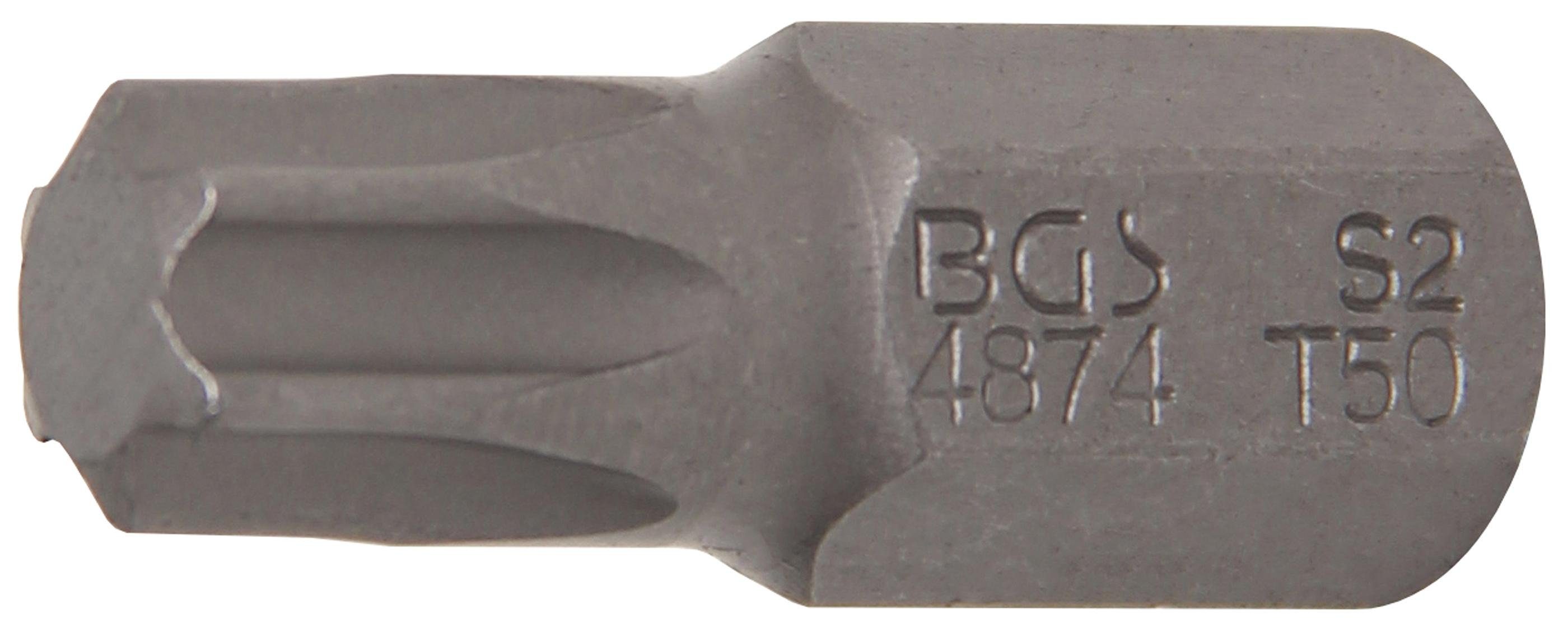 BGS technic Bit-Schraubendreher Bit, Antrieb Außensechskant 10 mm (3/8), T-Profil (für Torx) T50 | Schraubendreher