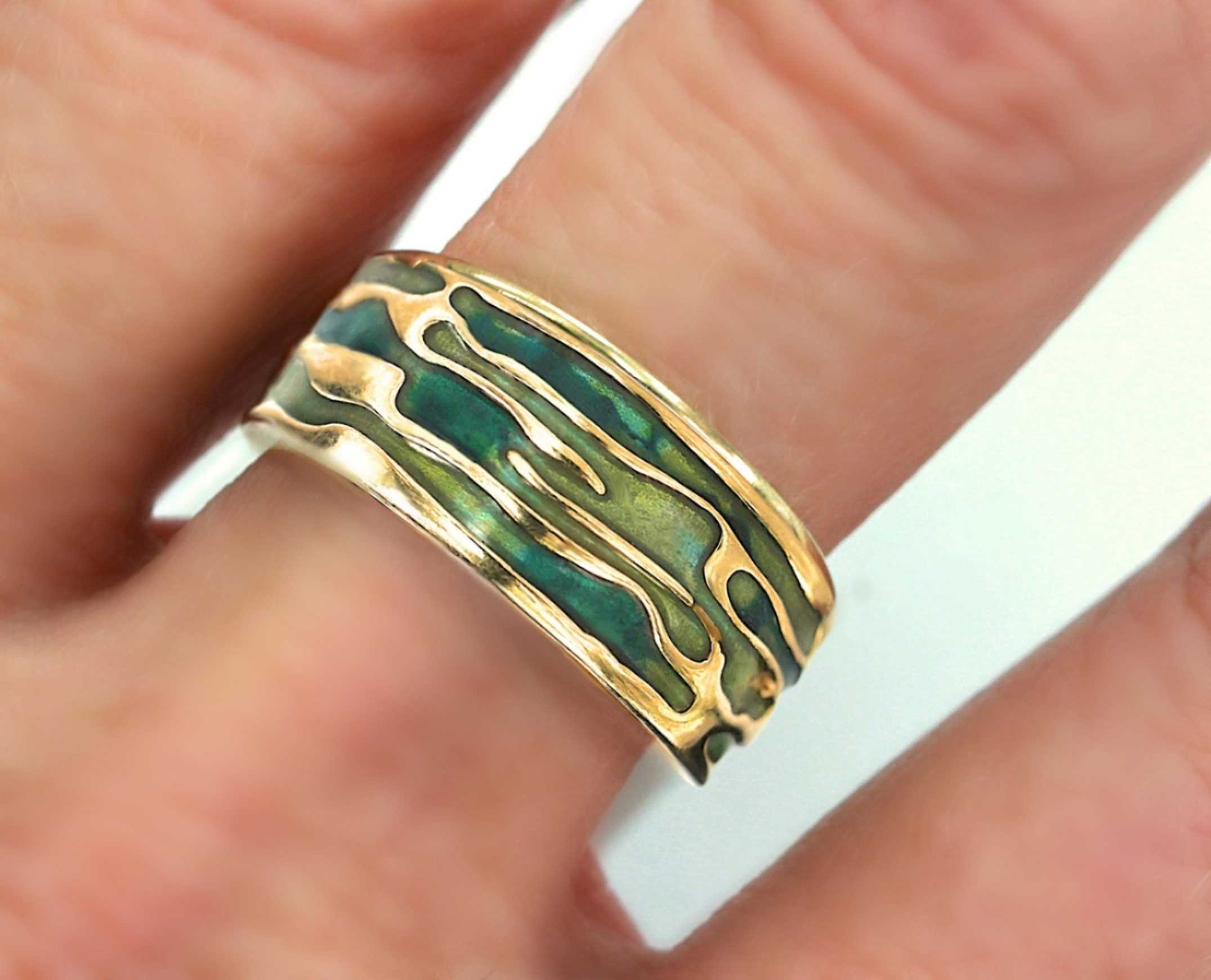 Villa Sorgenfrei Schmuckmanufaktur Silberring Flussbett Wellen Ring. Vergol günstig online kaufen