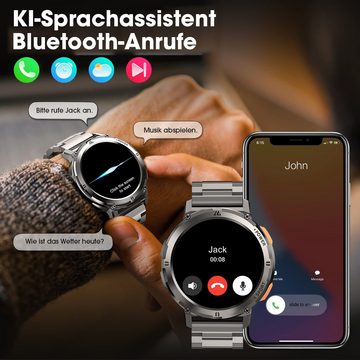KOSPET robuste Militär-Fitnessuhr für Android und iOS, 50 Meter wasserdicht Smartwatch (3,6 cm/1,43 Zoll), großer Akku mit 60 Tagen Standby, Bluetooth-Anrufe, für Herren