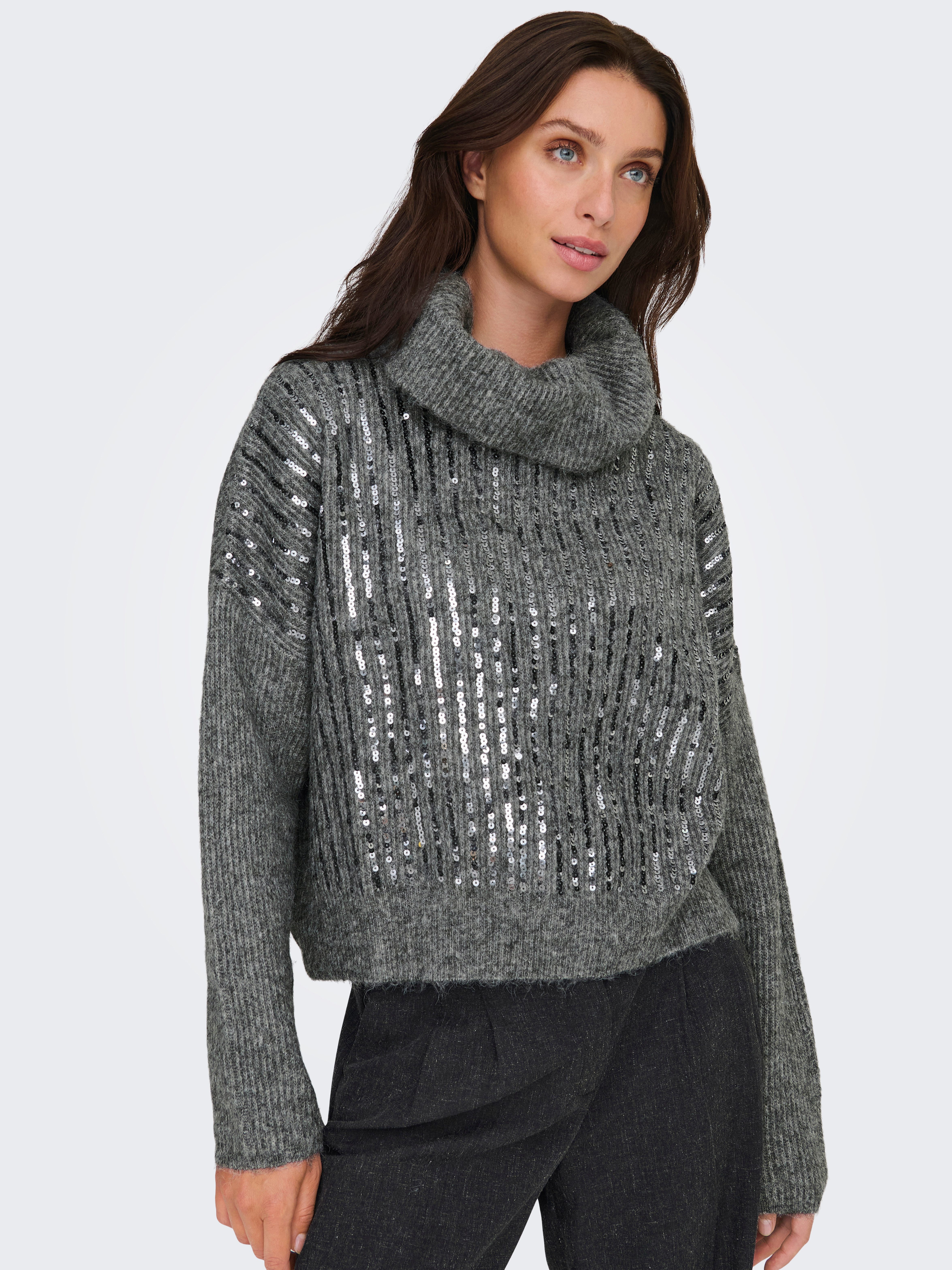 ONLY Rollkragenpullover ONLMIU LS COWL NECK SEQUIN EX KNT mit Pailletten-Details