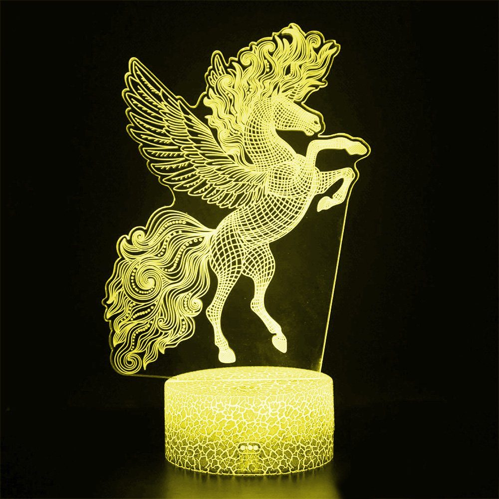 Rosnek LED Nachtlicht 3D LED Nachtlicht, Einhorn-Serie Tisch Tischlampe, Kinder Geschenk, LED wechselbar, 16 Bunte Veränderung, 16 Farbwechsel
