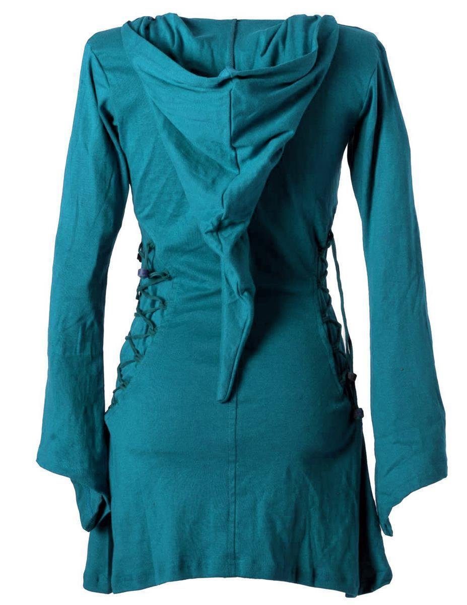 Vishes Zipfelkleid Elfenkleid mit Zipfelkapuze Bändern zum Schnüren Ethno, Hoody, Gothik Style