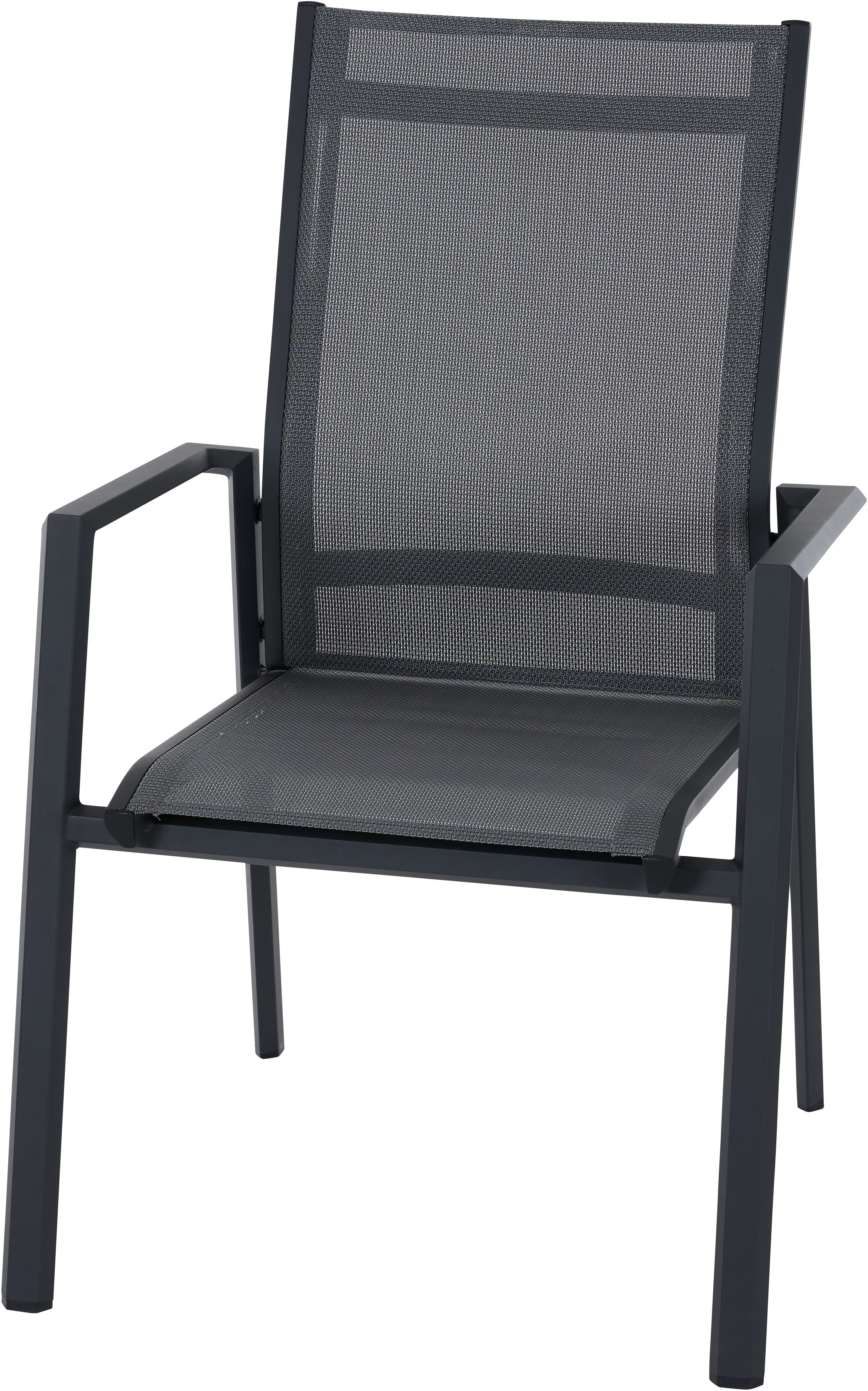 Siena Garden Gartensessel TAURO Stapelsessel, matt anthrazit, Gestell aus Aluminium, Ranotex® Bezug royal-grey