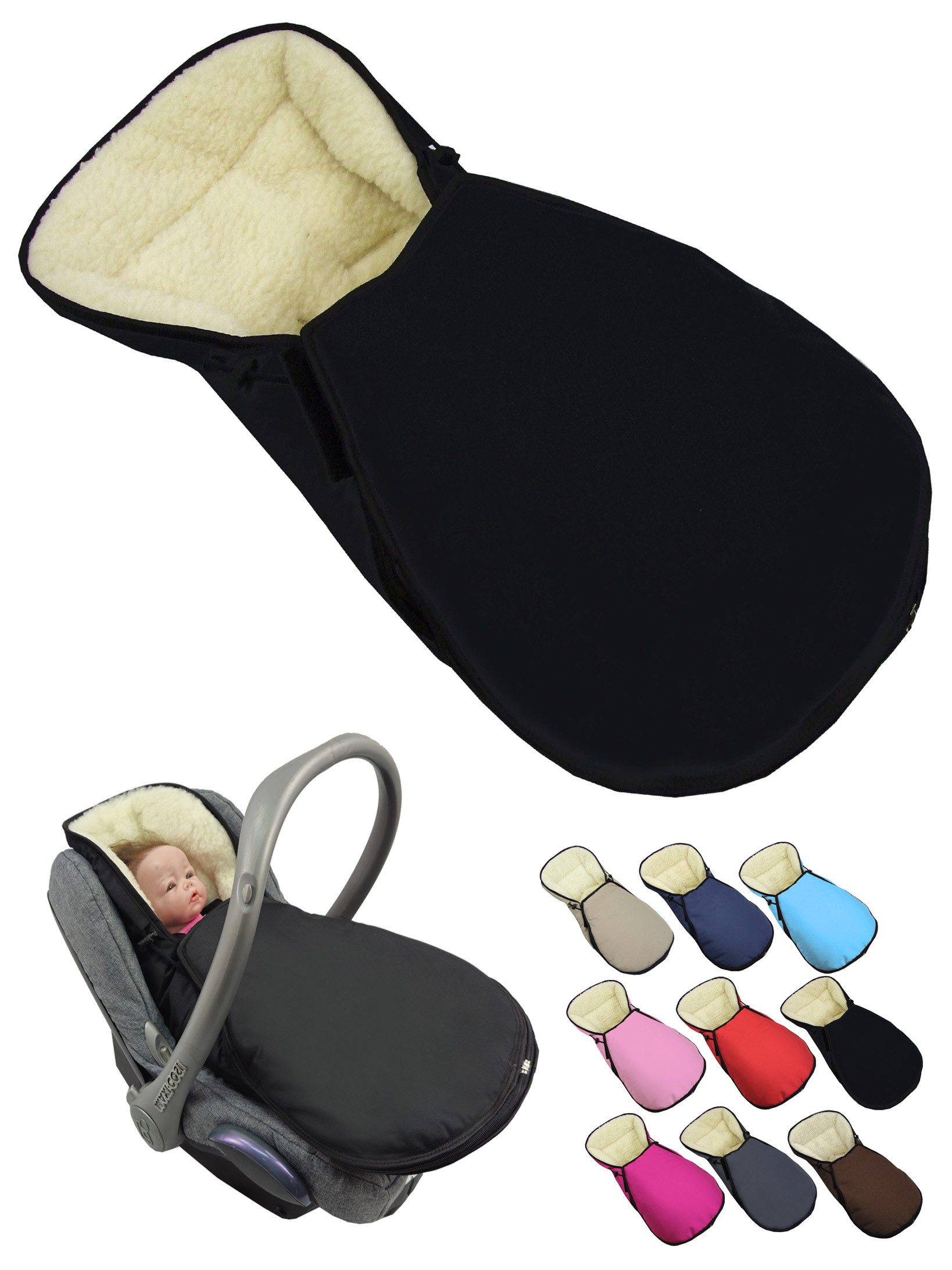 Fußsack Winterfußsack für Babyschale kompatibel mit Maxi-Cosi mit Wolle