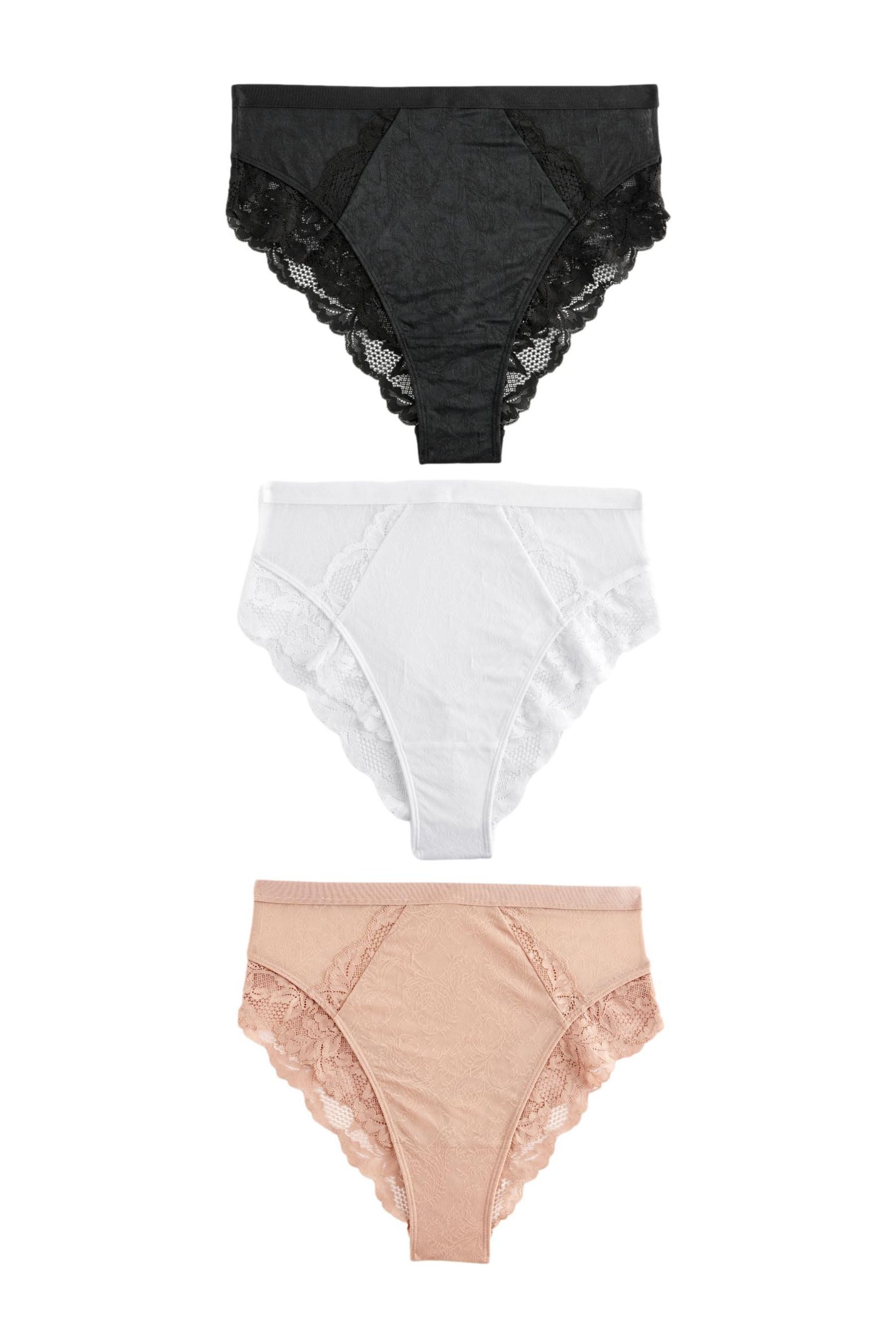 Next High-Waist-Slip Hochbund-Spitzenslips 3er-Pack, hoher Beinschnitt (3-St)