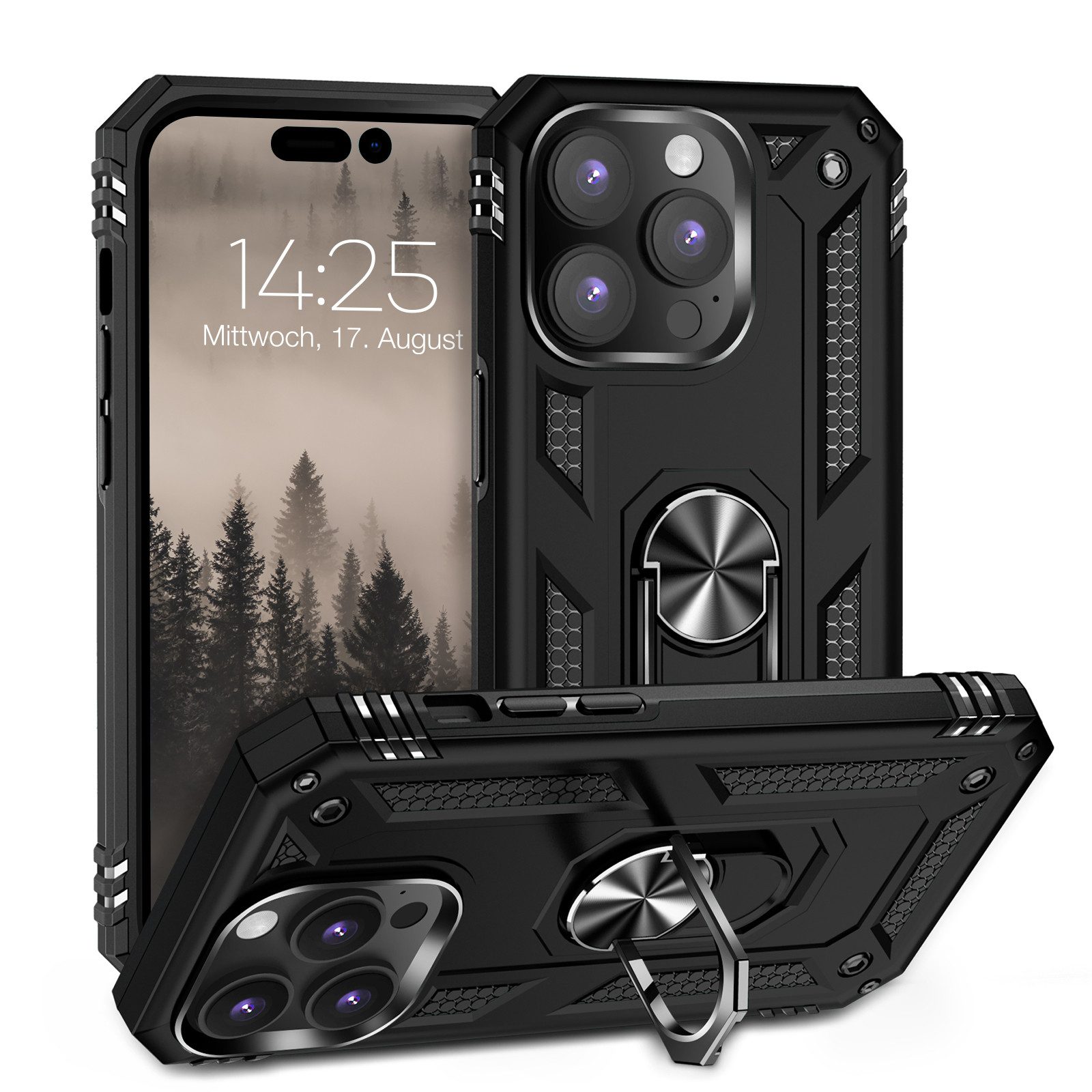 Tec-Expert Handyhülle Outdoor Cover Hülle für Apple iPhone 14 Pro Max 6.7 Zoll, 6.7, Premium Hülle aus verstärktem Polycarbonat