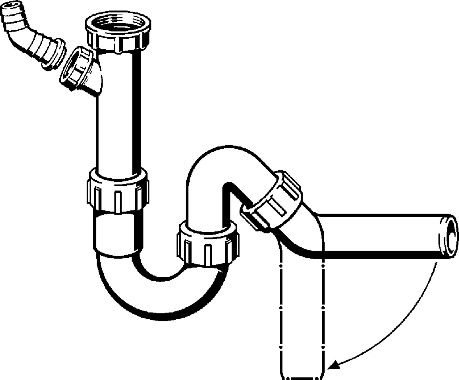 Viega Anschluss-Set VIEGA Röhren-Siphon Weiß Kunststoff Ablaufbogen 45° DN 40