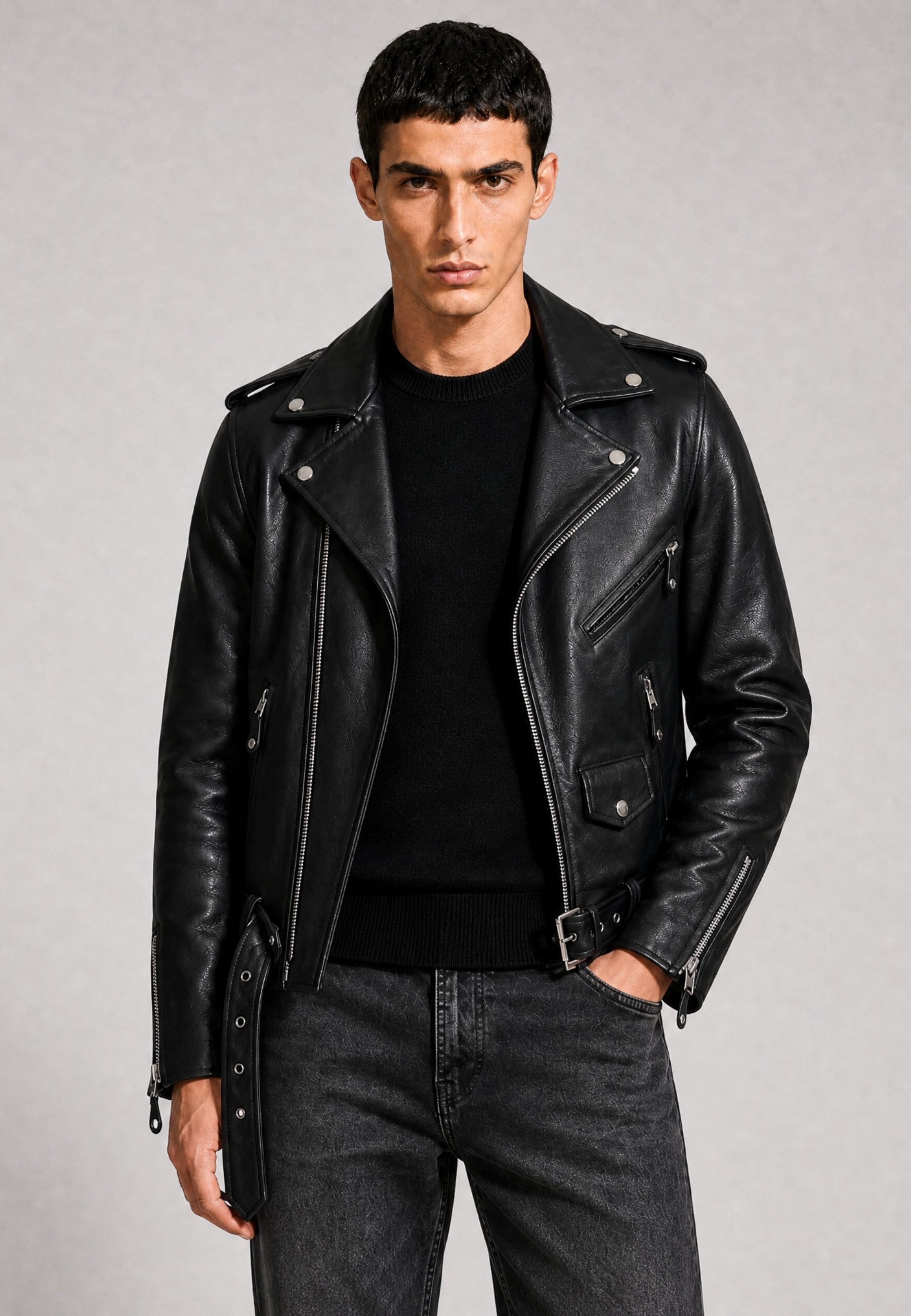 RICANO Lederjacke Brando stylische Biker-Jacke hochwertiges Büffel-Leder