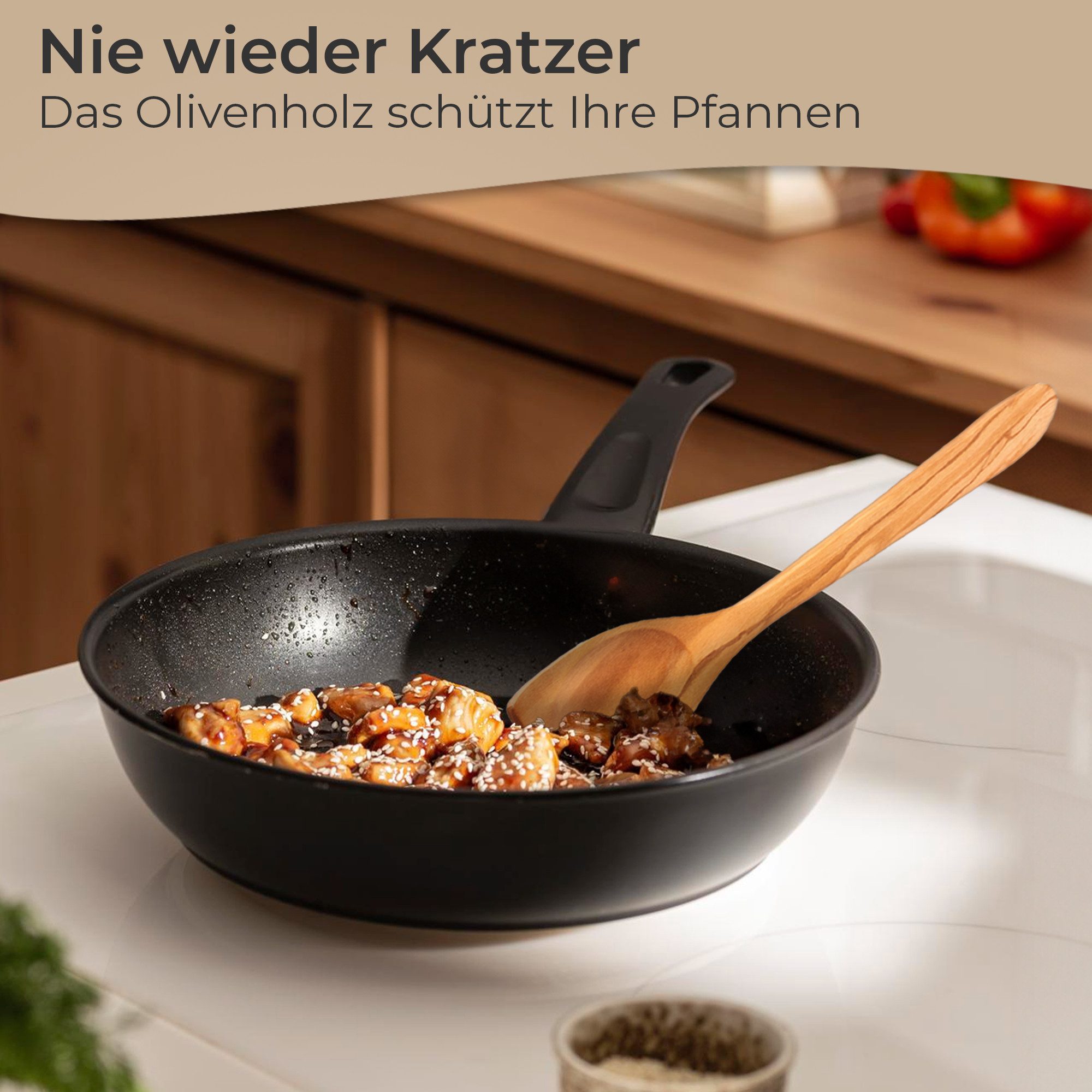 Topanbieter999 Kochbesteck-Set, Hochwertiges Olivenholz, Made in EU – Bild 5 von 5