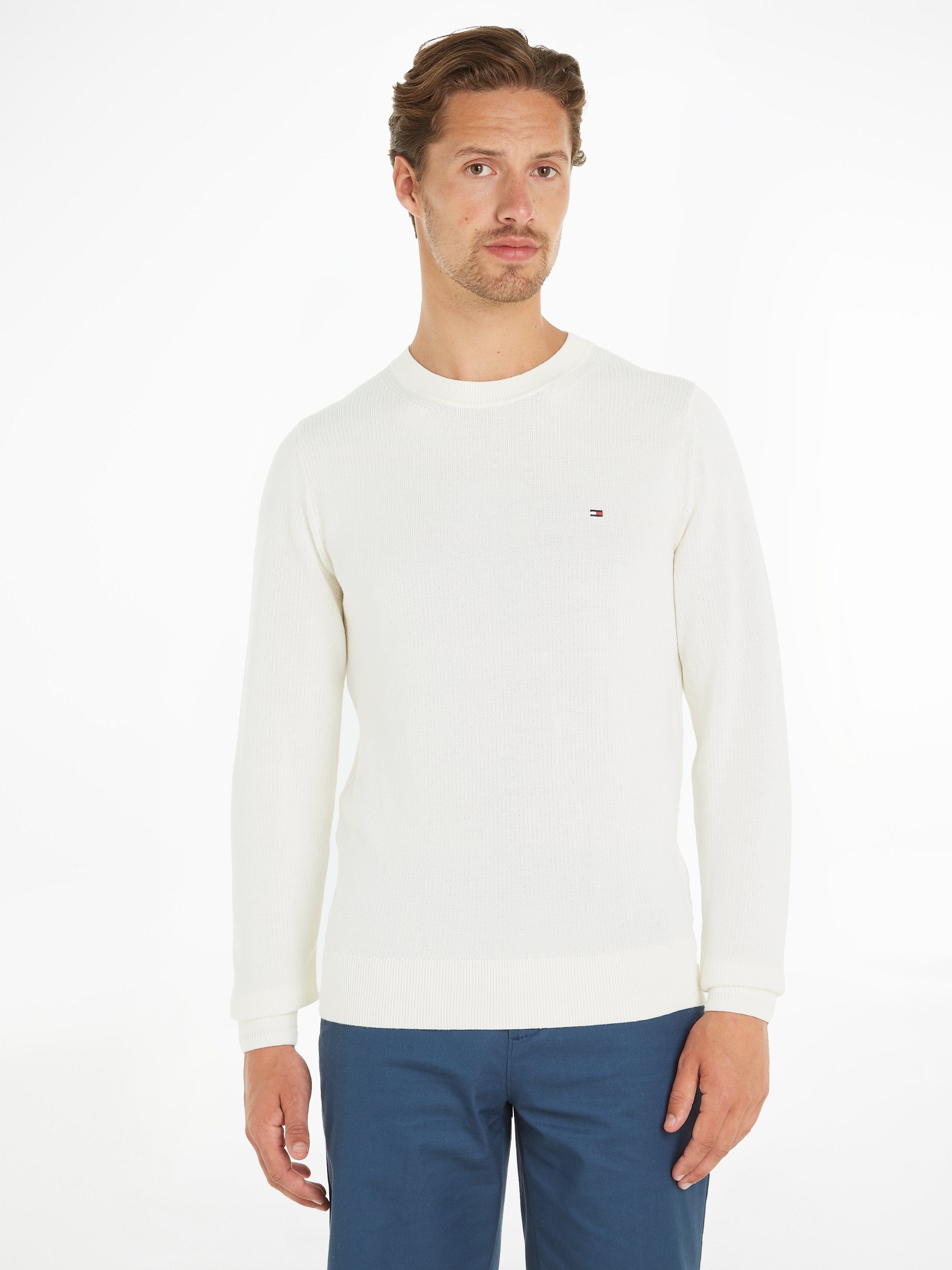 Tommy Hilfiger Longpullover CHAIN RIDGE STRUCTURE C NECK mit Rundhalsausschnitt