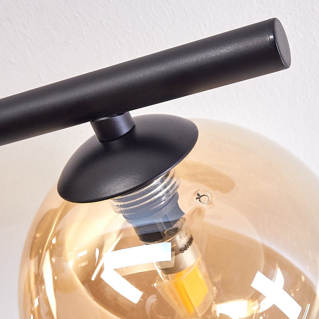 Metall/Glas in aus Deckenlampe hofstein Retro-Design ohne Deckenleuchte Leuchtmittel Glas, ohne G9 Schwarz/Bernsteinfarben, im Leuchte aus Leuchtmittel, 4 x LED,