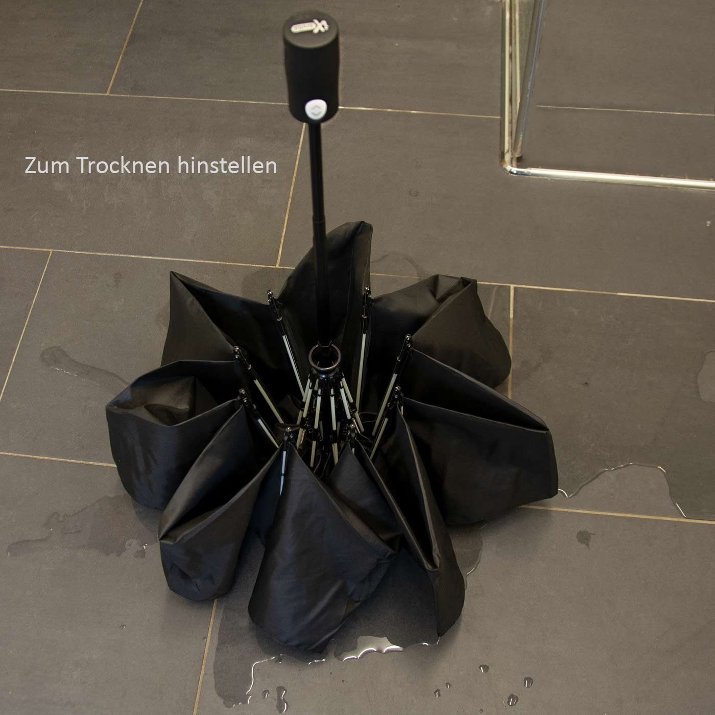 Fiberglas-Automatiksch, Taschenregenschirm bunten Speichen schwarz-gelb umgekehrt stabilen öffnender Reverse mit iX-brella