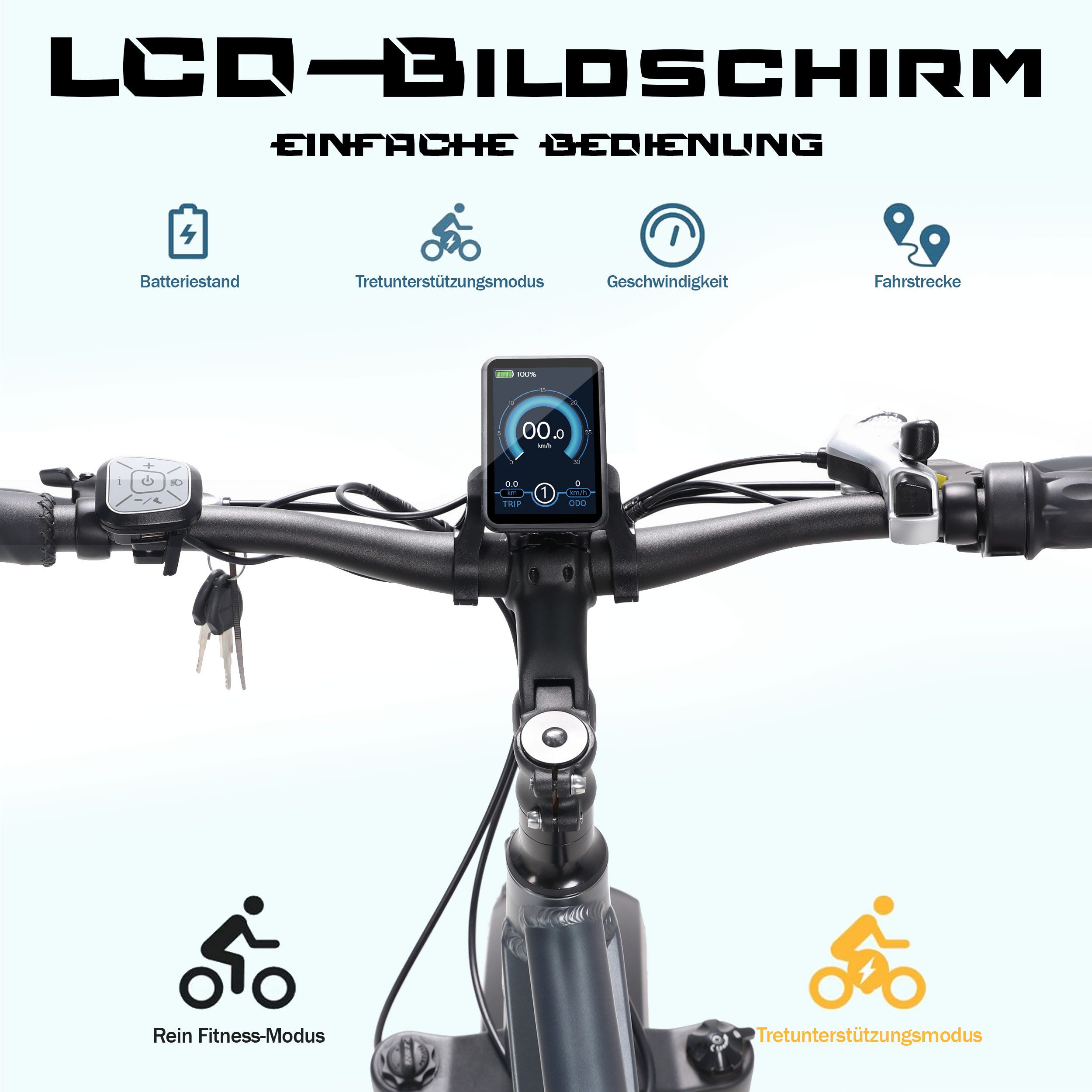 JOBOBIKE E-Bike Mountainbike 20x4,0 Zoll, 150km, Fully, Vollfederung, für Stadt, Berg und Gelände, 7 Gang Shimano, Kettenschaltung, Heckmotor, 624 Wh, Elektrofahrrad mit mechanischen Scheibenbremsen, max. 150 kg