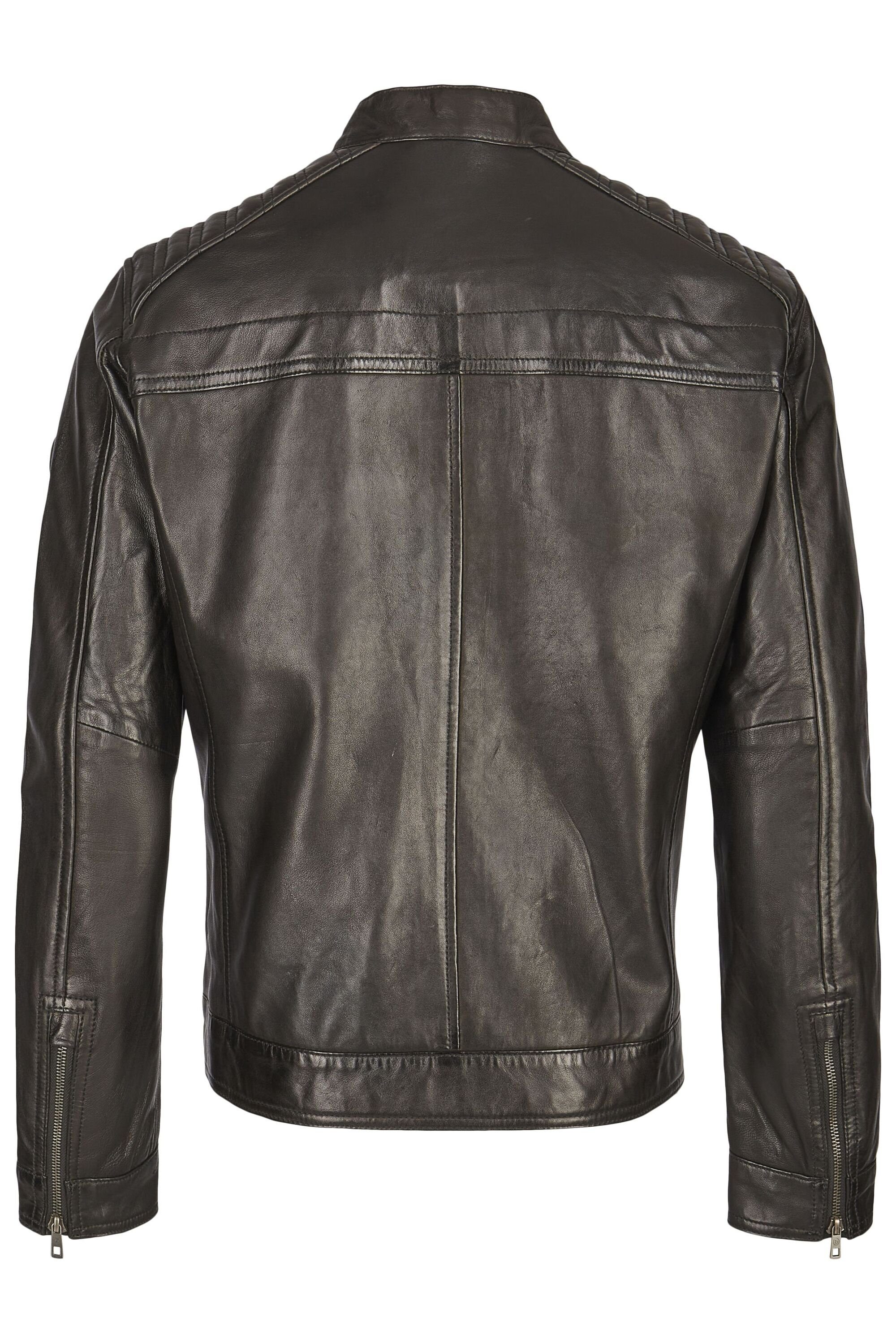 bugatti Lederjacke BUAMADEO (1-St) mit Stehkragen und Druckknopfriegel