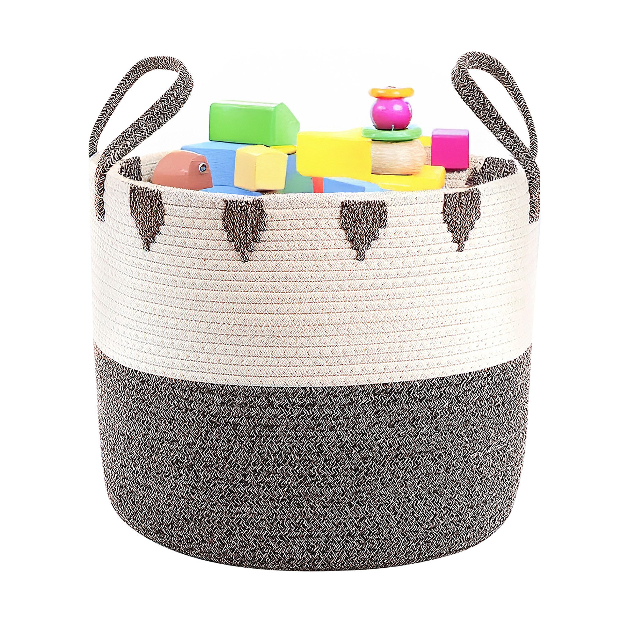 Kobolo Aufbewahrungskorb Baumwollkorb Korb in braun und weiß mit Griffen (1 günstig online kaufen