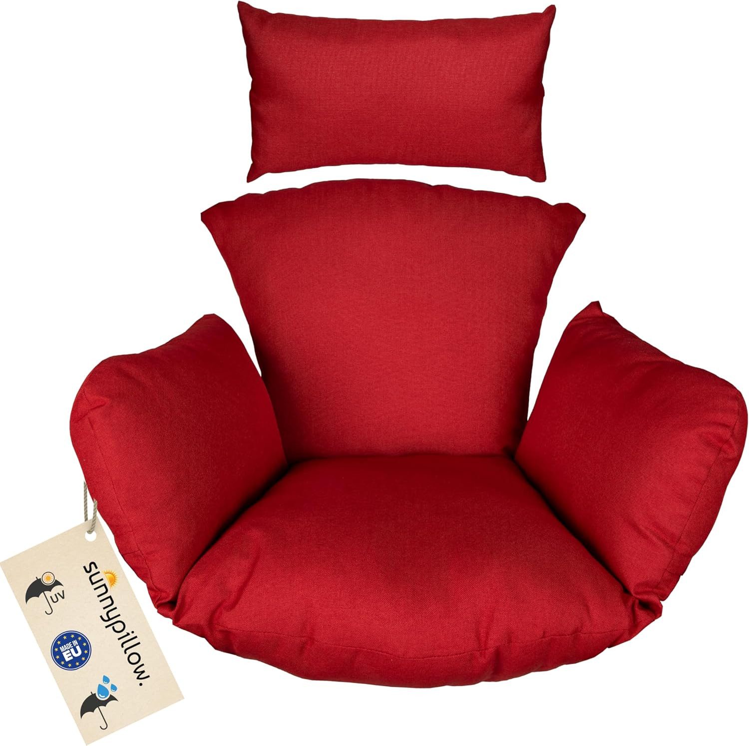sunnypillow Hängesessel Auflage für Rattan & Polyrattan Hängeschaukel, Rot