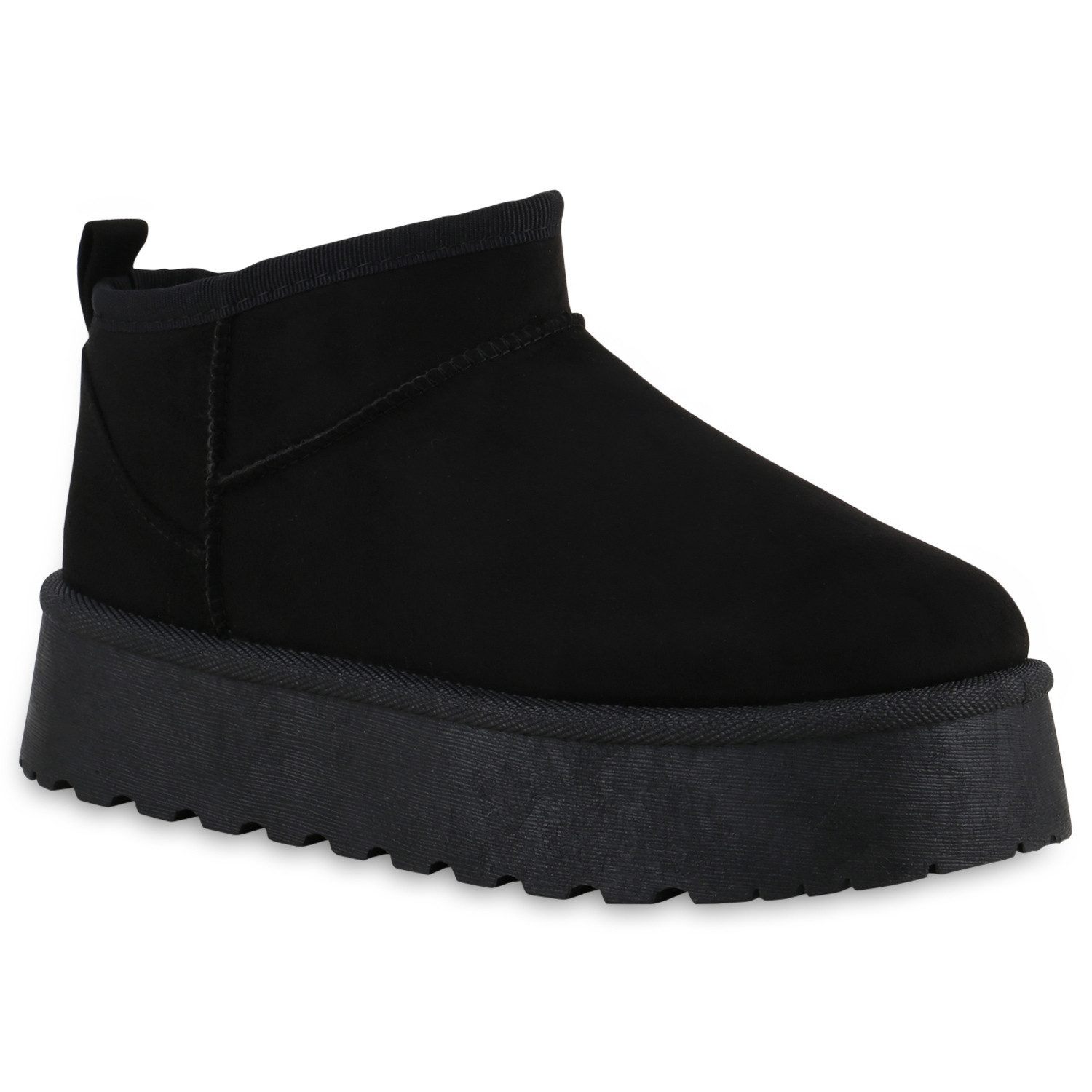 VAN HILL 840622 Plateaustiefelette Damen Warm Gefütterte Plateau Boots Profil-Sohle Winter