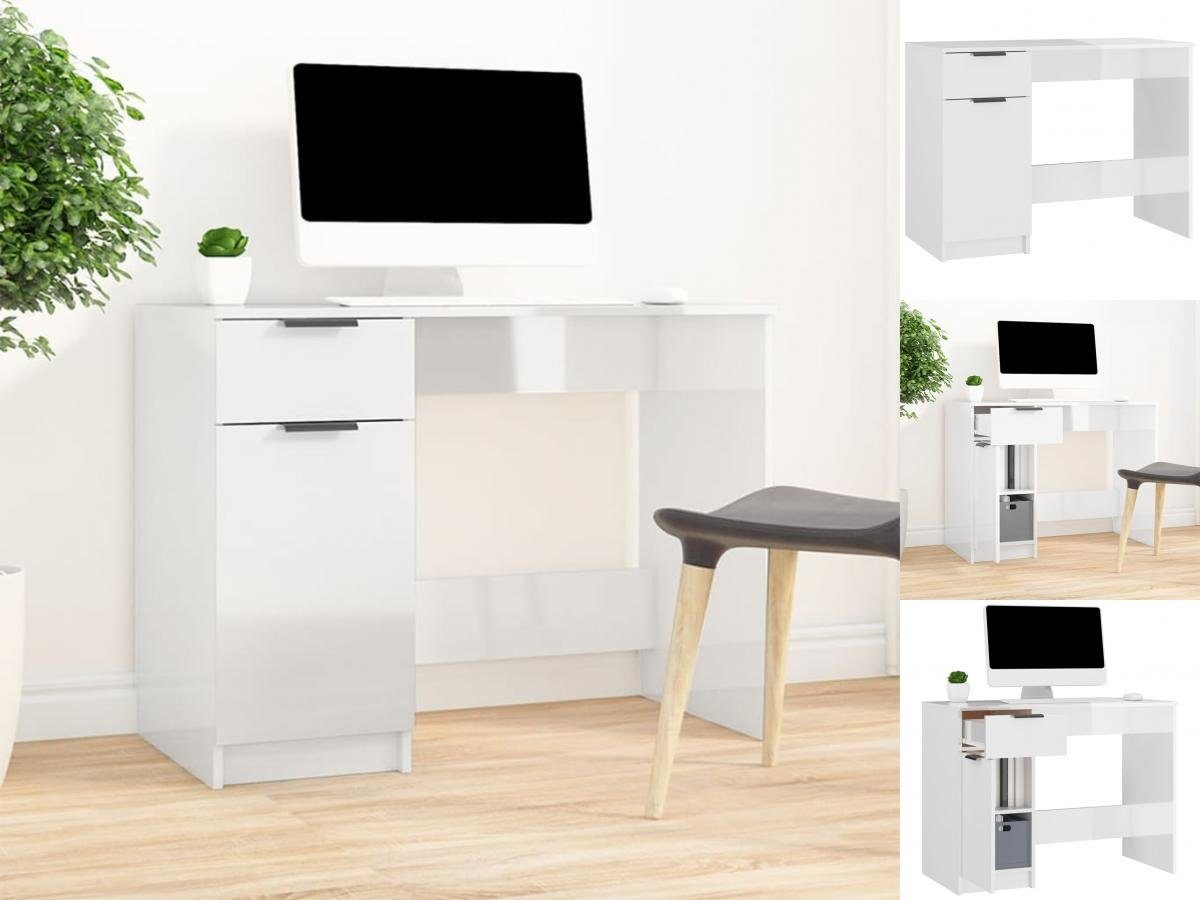 vidaXL Schreibtisch Schreibtisch Hochglanz-Weiß 100x50x75 cm Holzwerkstoff Hochglanz-Weiß | Hochglanz-Weiß