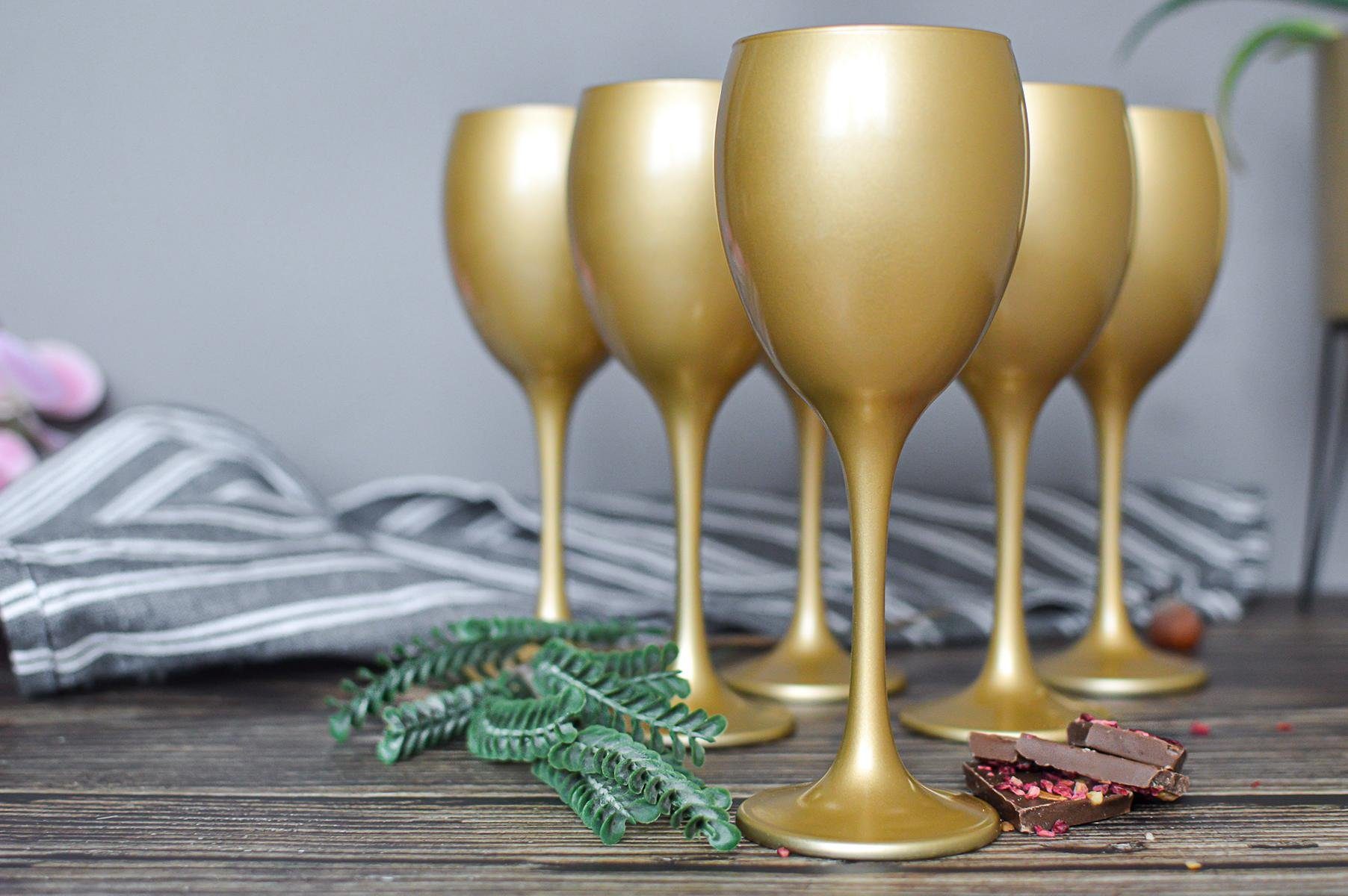 Sendez Weinglas 6 Weingläser 300ml in Mattgold Weinglas Rotweingläser Weinkelche, 6-tlg., Glas – Bild 4 von 5