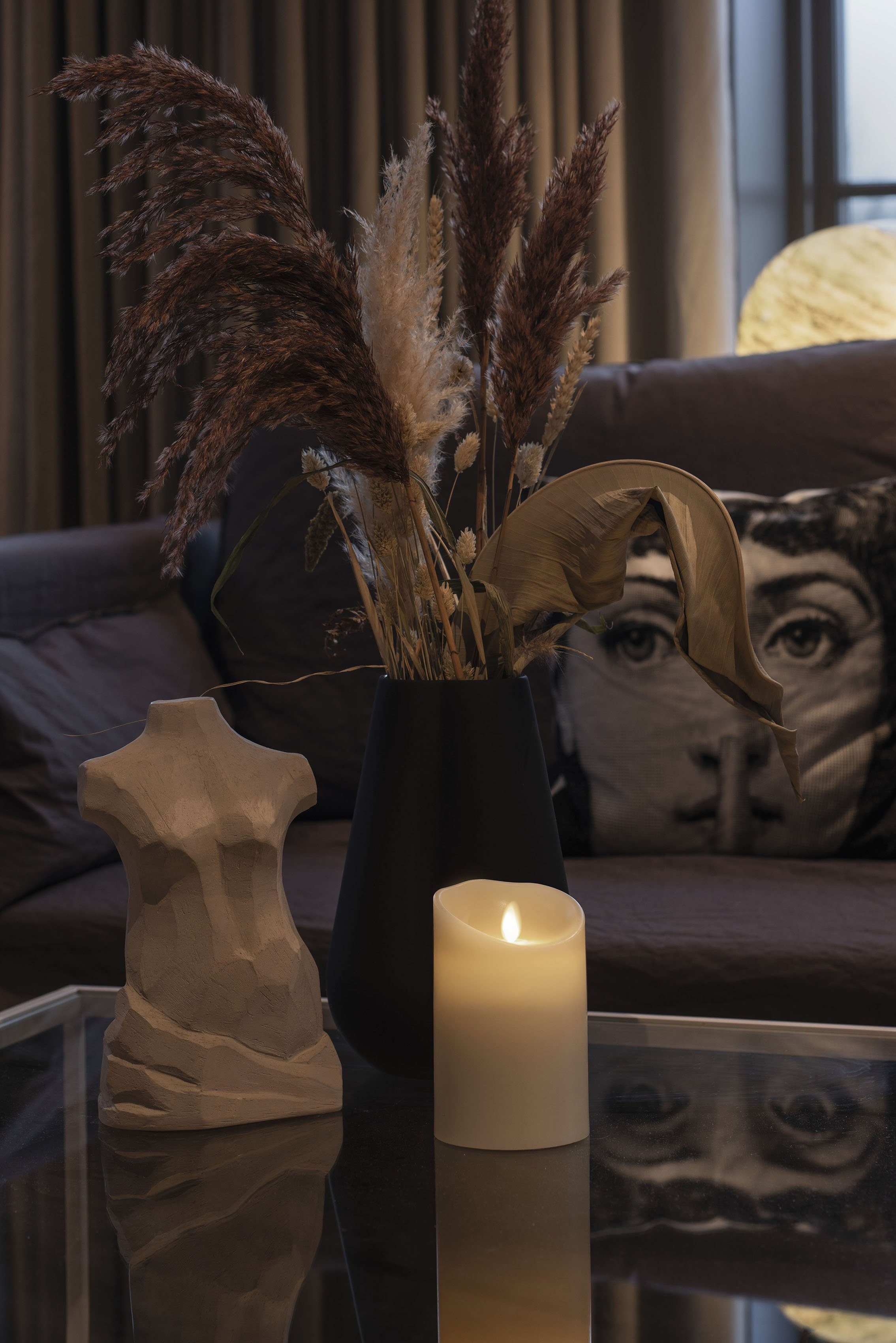 KONSTSMIDE LED-Kerze (1-tlg), LED Echtwachskerze cremeweiß, mit 3D Flamme und geschmolzener Kante