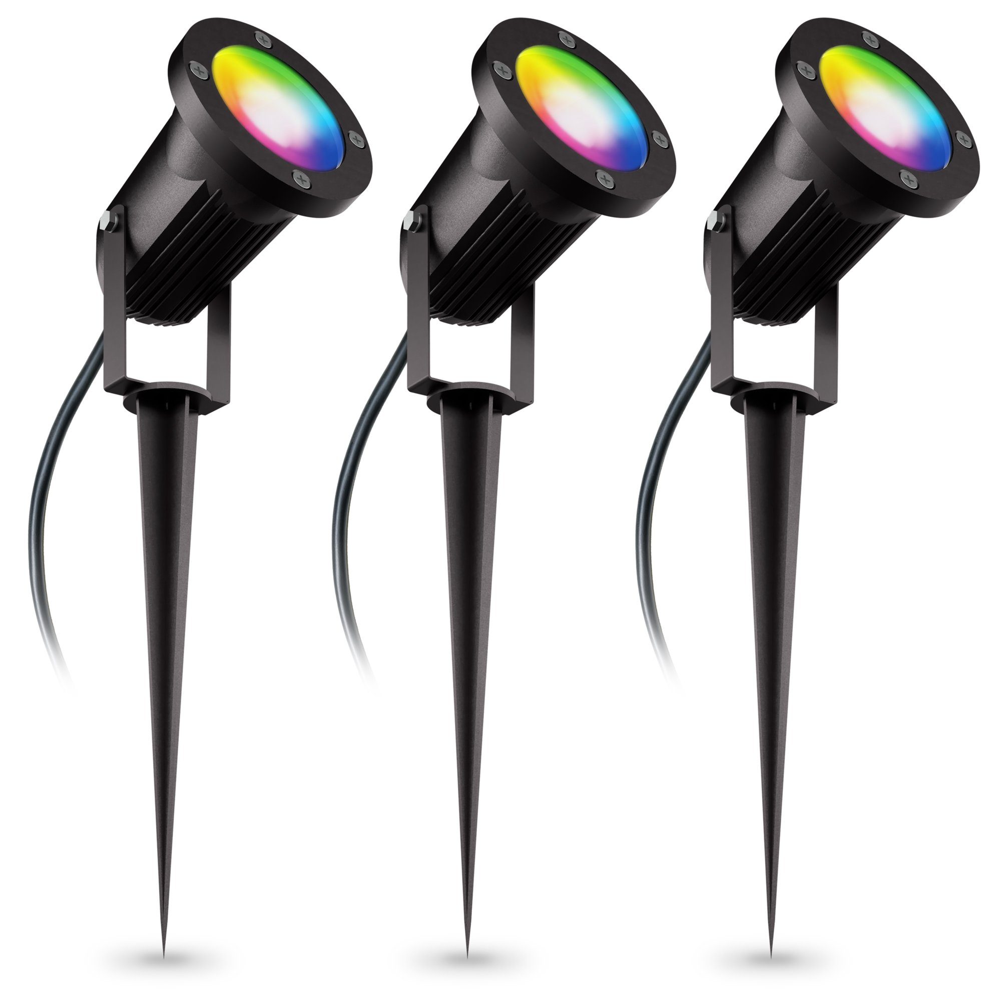linovum LED AußenWandleuchte »3er Set CARI Erdspieß Gartenstrahler 2m