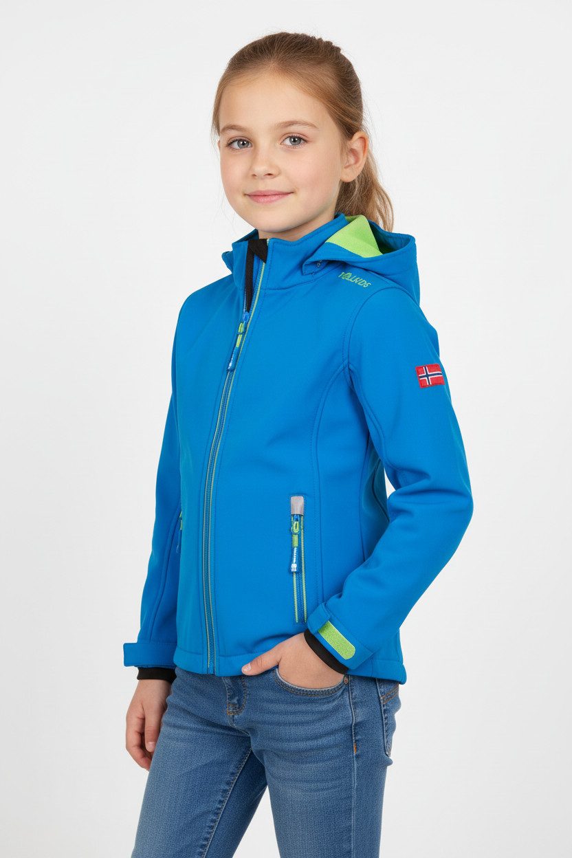 TROLLKIDS Softshelljacke KIDS TROLLFJORD JACKET sportlicher Stil, winddicht, wasserabweisend, mit Reißverschluss