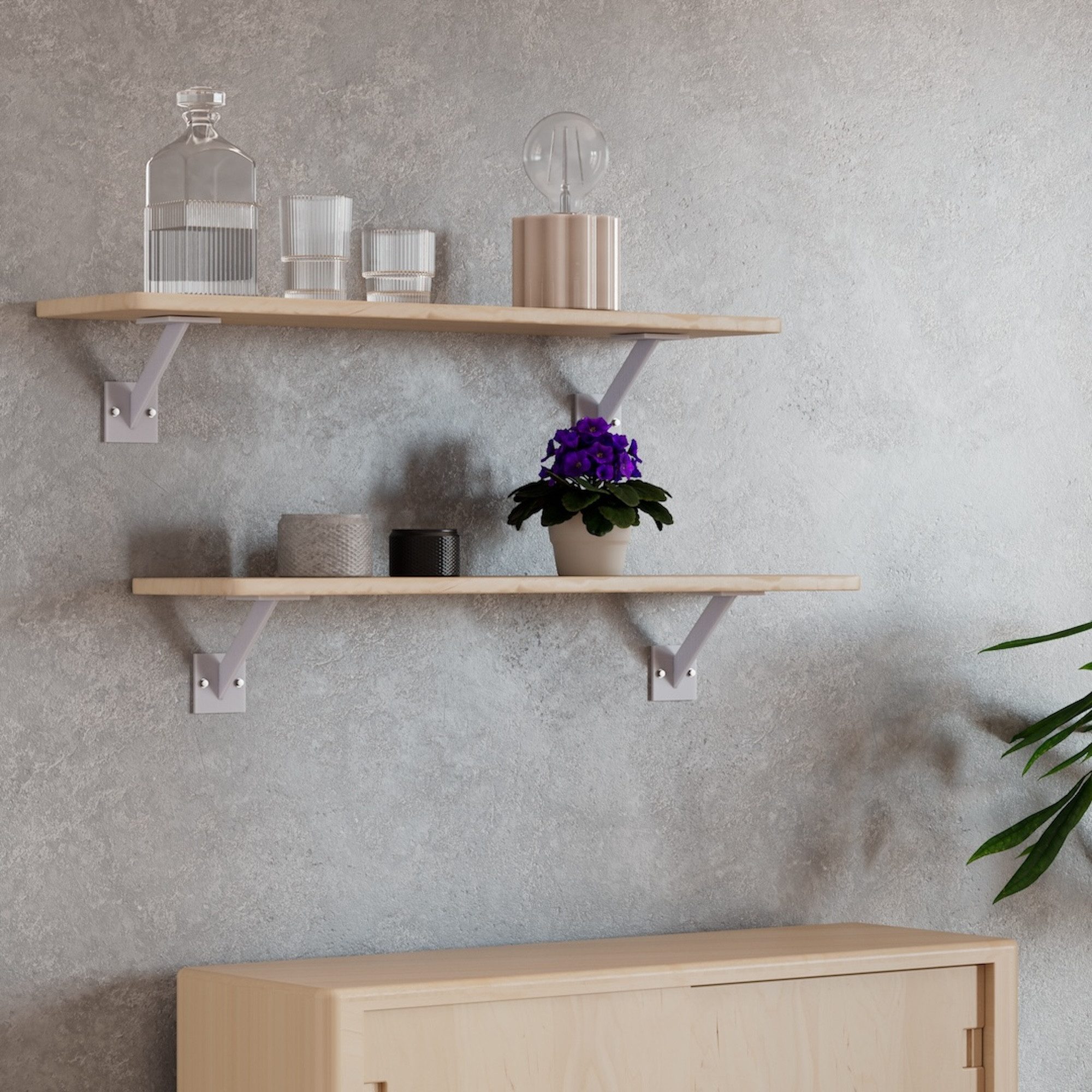 Alberts Wandregalhalter Regalhalter-Set "Nick", 2-tlg., Wandhalterung aus beschichtetem Stahl, 2-tlg.