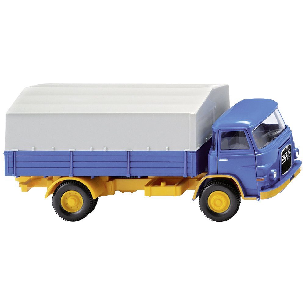 Modelleisenbahn-Straße Wiking 0411 02 H0 LKW Modell MAN Pritschen-Lkw MAN 415 blau/melonengel