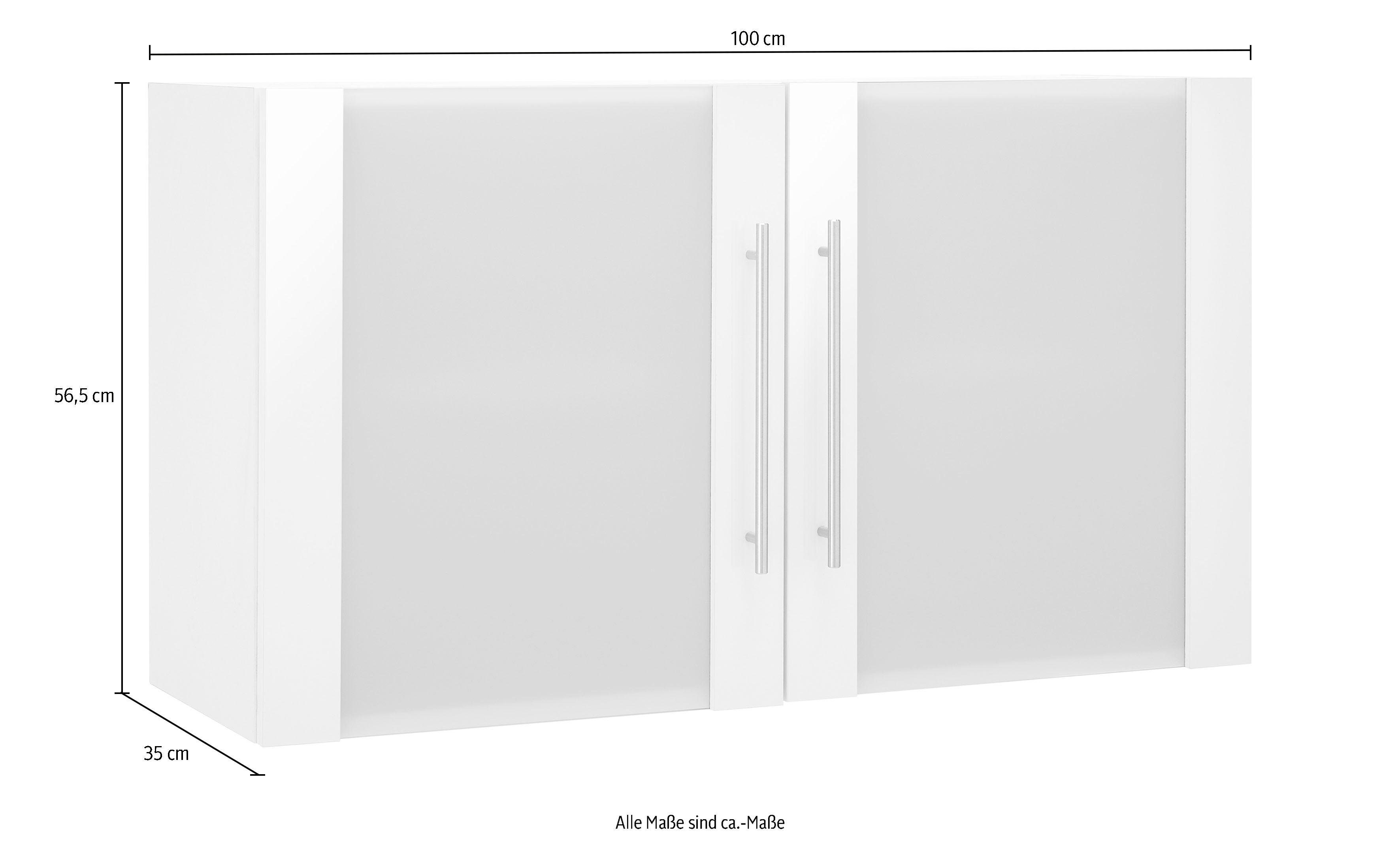 Flexi2 100 Breite cm wiho Glashängeschrank Küchen weiß/weiß