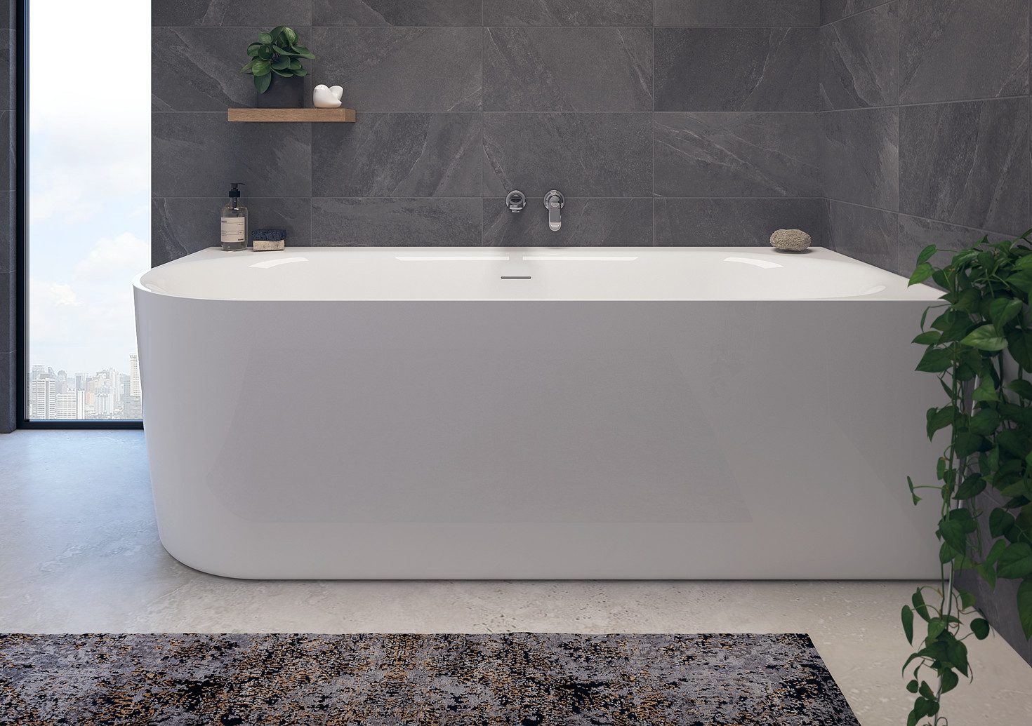 Calmwaters Badewanne Seamless Comfort, (Vorwand-Badewanne, 5-tlg), 160 x 75 cm, Fugenloses Komplettset, vormontiertes Zubehör, 02SL6225