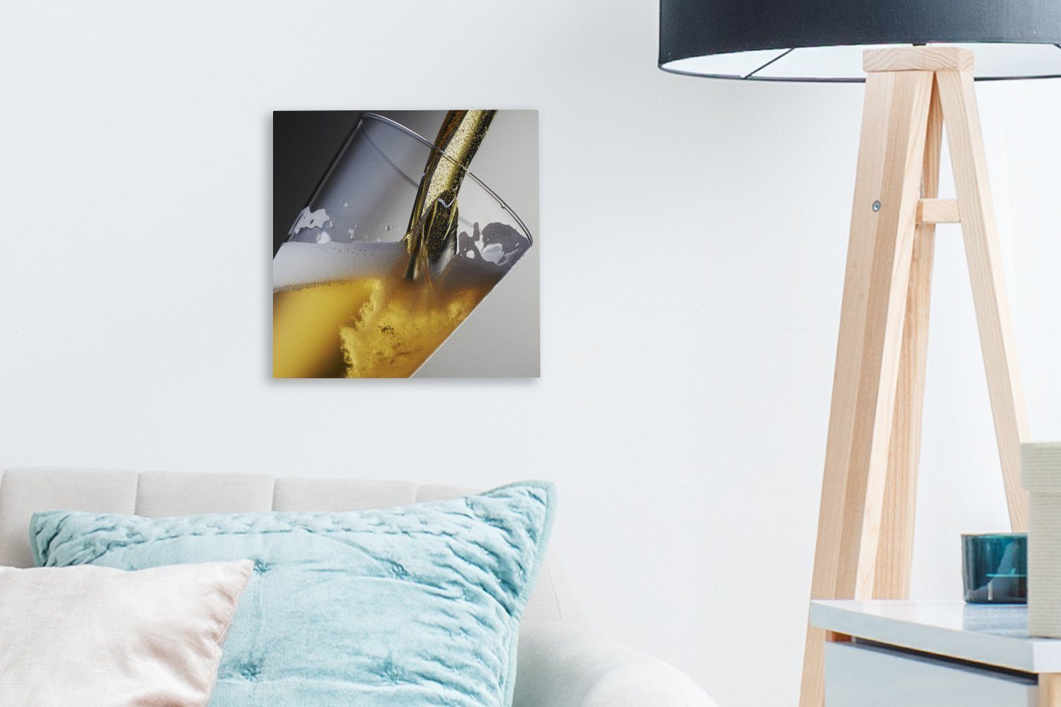 Bier für Wohnzimmer Leinwandbild St), vom OneMillionCanvasses® Bilder dunklem Hintergrund, Fass (1 Schlafzimmer Leinwand auf