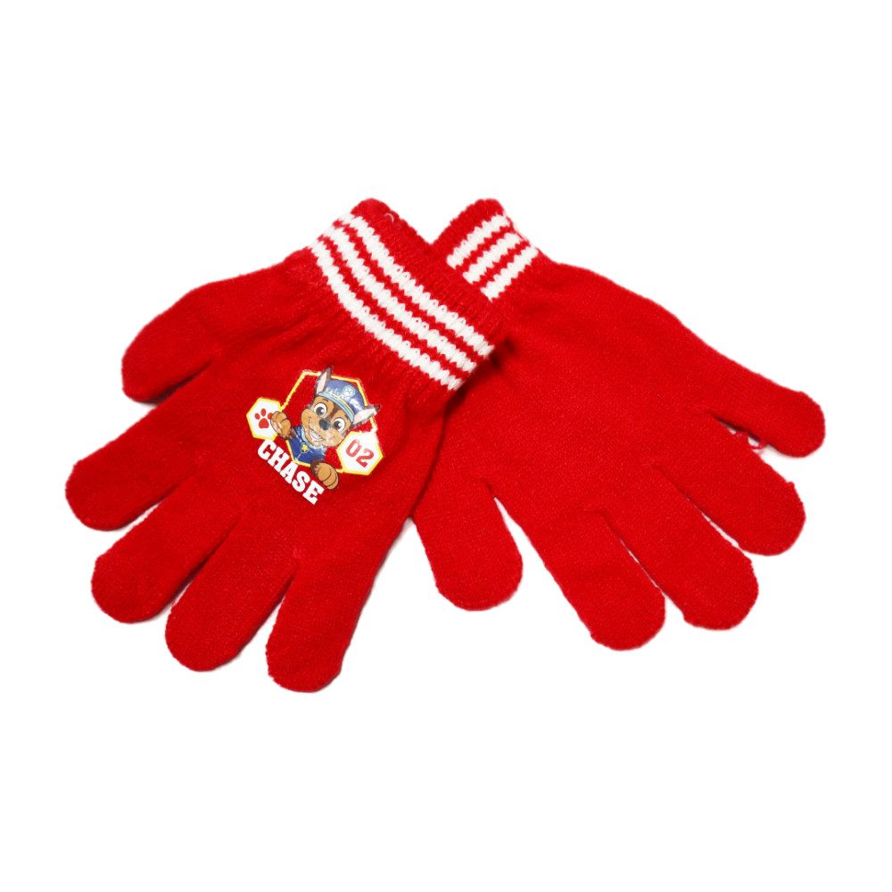 PAW PATROL Bommelmütze Paw Patrol Chase Kinder Herbst Winter Set Mütze Handschuhe Gr. 52 bis 54