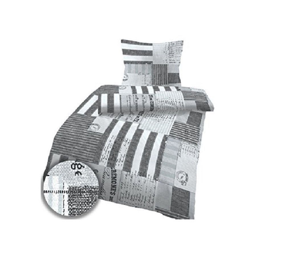 soma Bettwäsche Biber Bettwäsche Zeitung grau anthrazit, Baumwolle, 2 teili günstig online kaufen