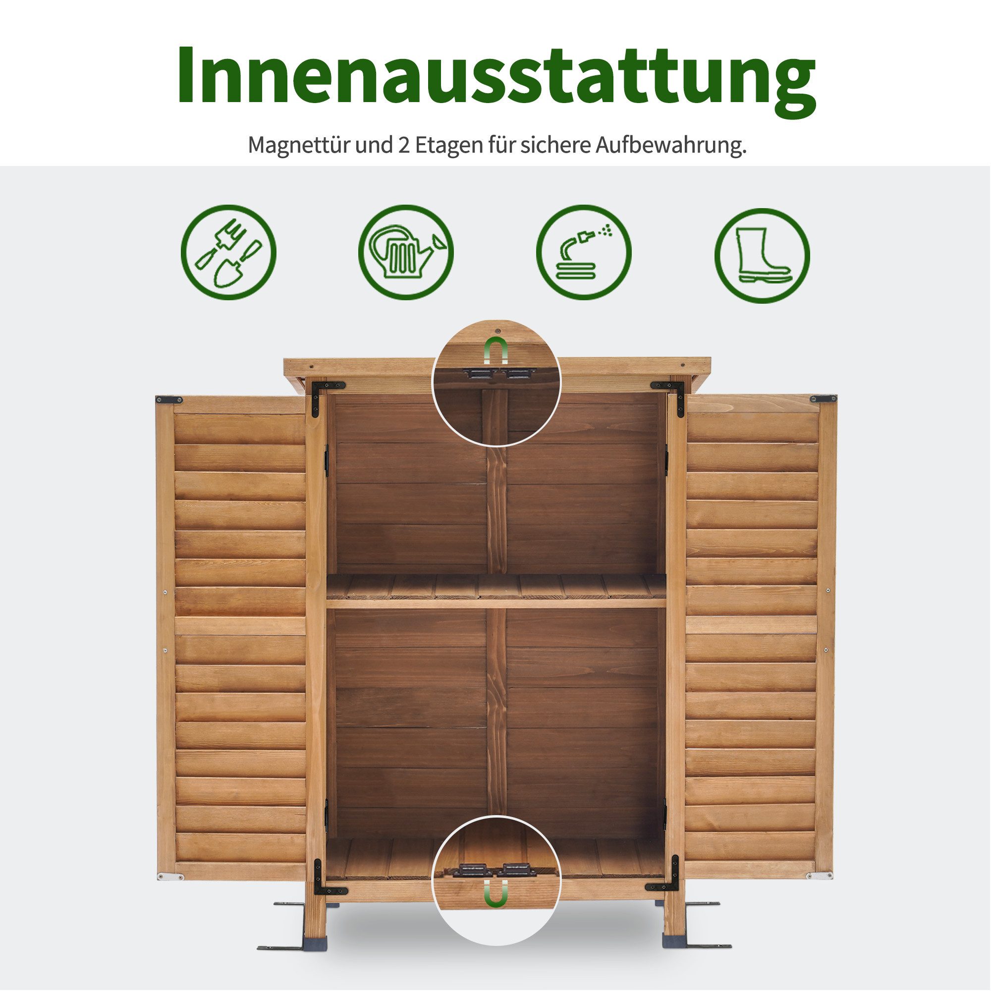 MCombo Gerätehaus MCombo Gartenschrank Geräteschuppen Werkzeugschrank 0690/0870, Outdoor-Schrank Gartenbox, aus Holz – Bild 4 von 5